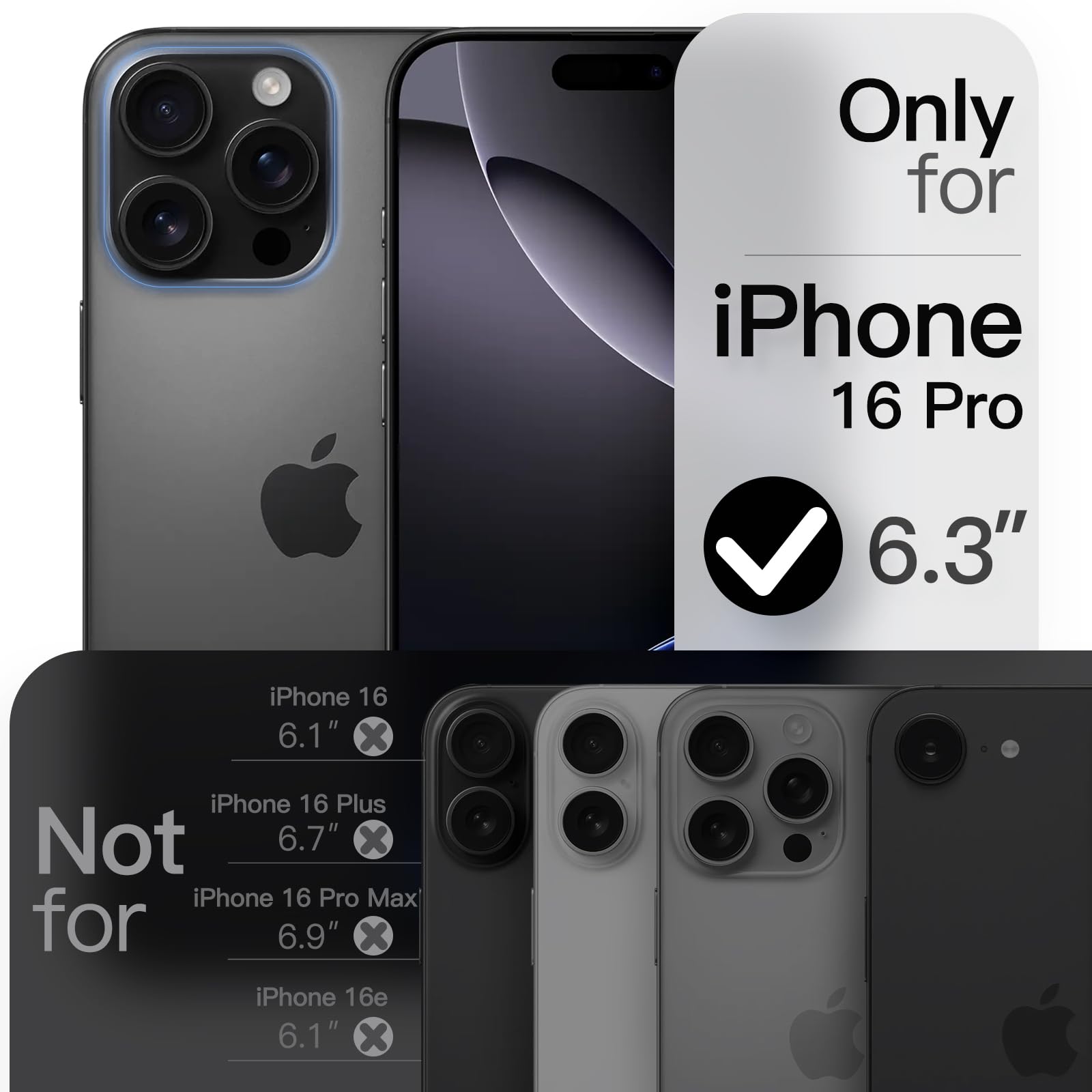 Jetech 360 Degree Rotatable Ring Case For Iphone 16 Pro 6.3-Inch With Camera Control Button, Compatible With Magsafe, Slim Shock