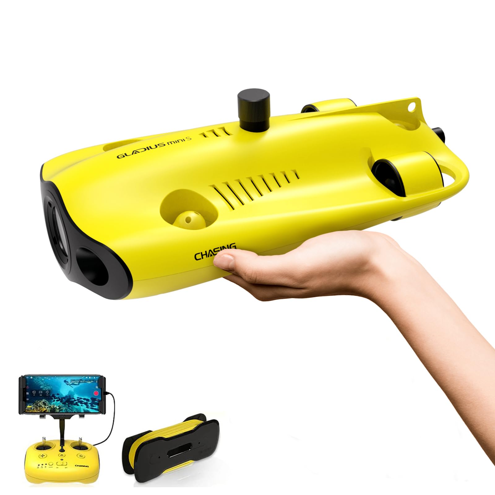 Underwater Drone, Mini S submarine drone with 4K+EIS Image Stabilization Camera for Real-Time Viewing Depth & Temperature Data, 