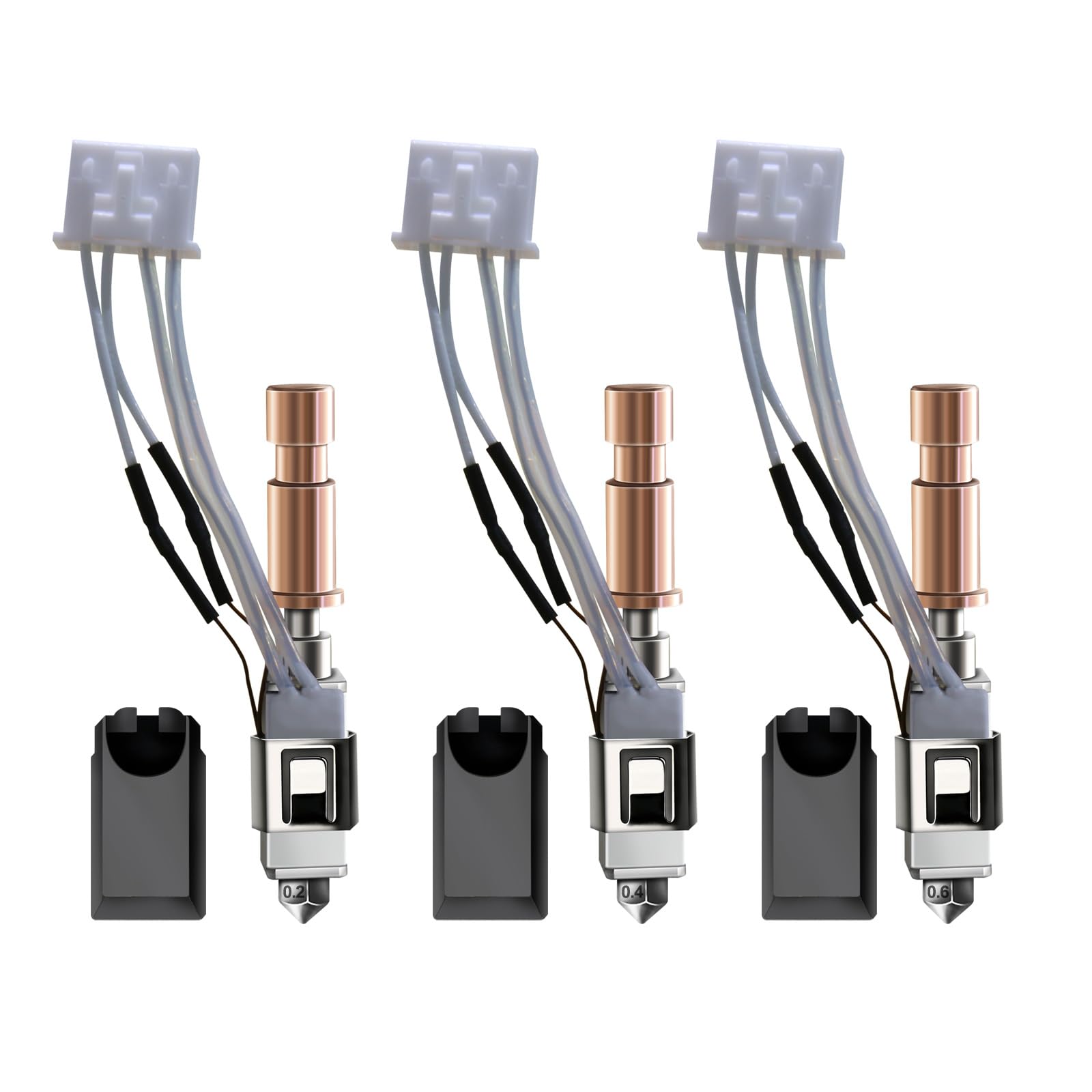 Upgraded 3 Pack Hardened Ceramic Hotend For Kobra S1 Combo 0.2Mm 0.4Mm 0.6Mm Stainless Steel Print Head Extruder Kit Hot End Hea