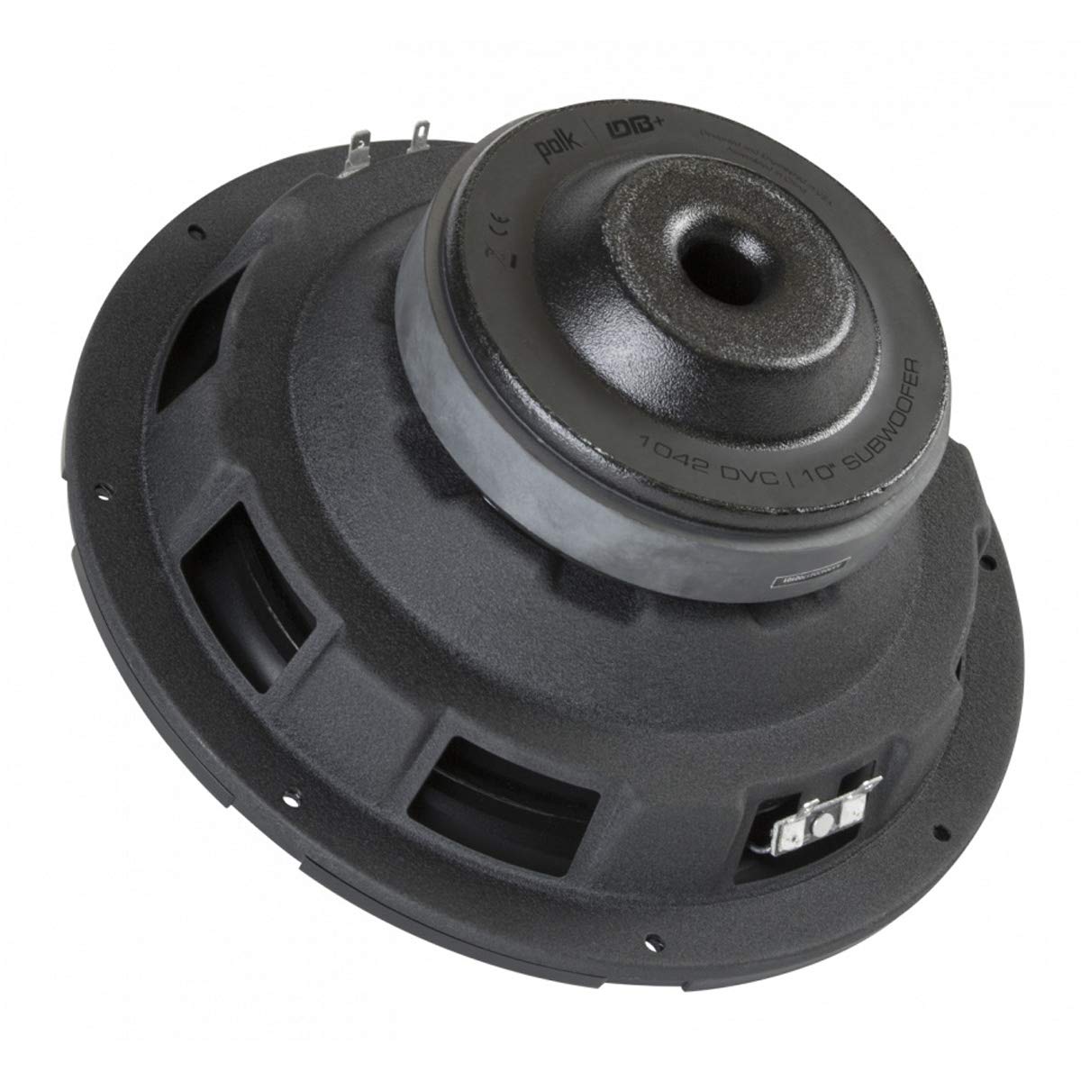 Polk Audio Db1042 Dvc - Db+ Series 10 Shallow Subwoofer For Marine/Car Sound System, 28Hz-200Hz Frequency Response, Dual 4-Ohm V