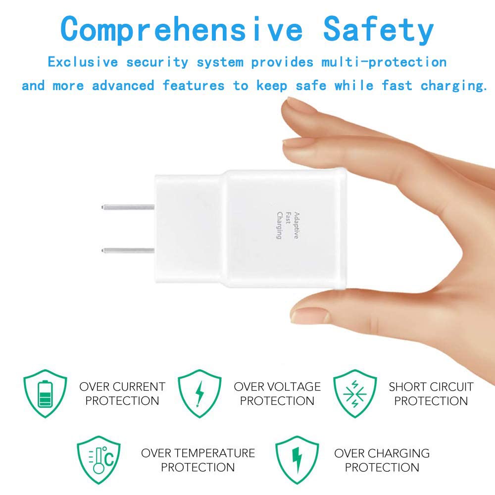 Samsung Adaptive Fast Charging Adapter Quick Charge Charging Block Wall Charger Plug Compatible With Samsung Galaxy S24/S24+/S23/S23+/S22/S22+/S21/S20/S10/S10+/S10E/S9/S9+/S8/S8Plus/Edge/Active/Note