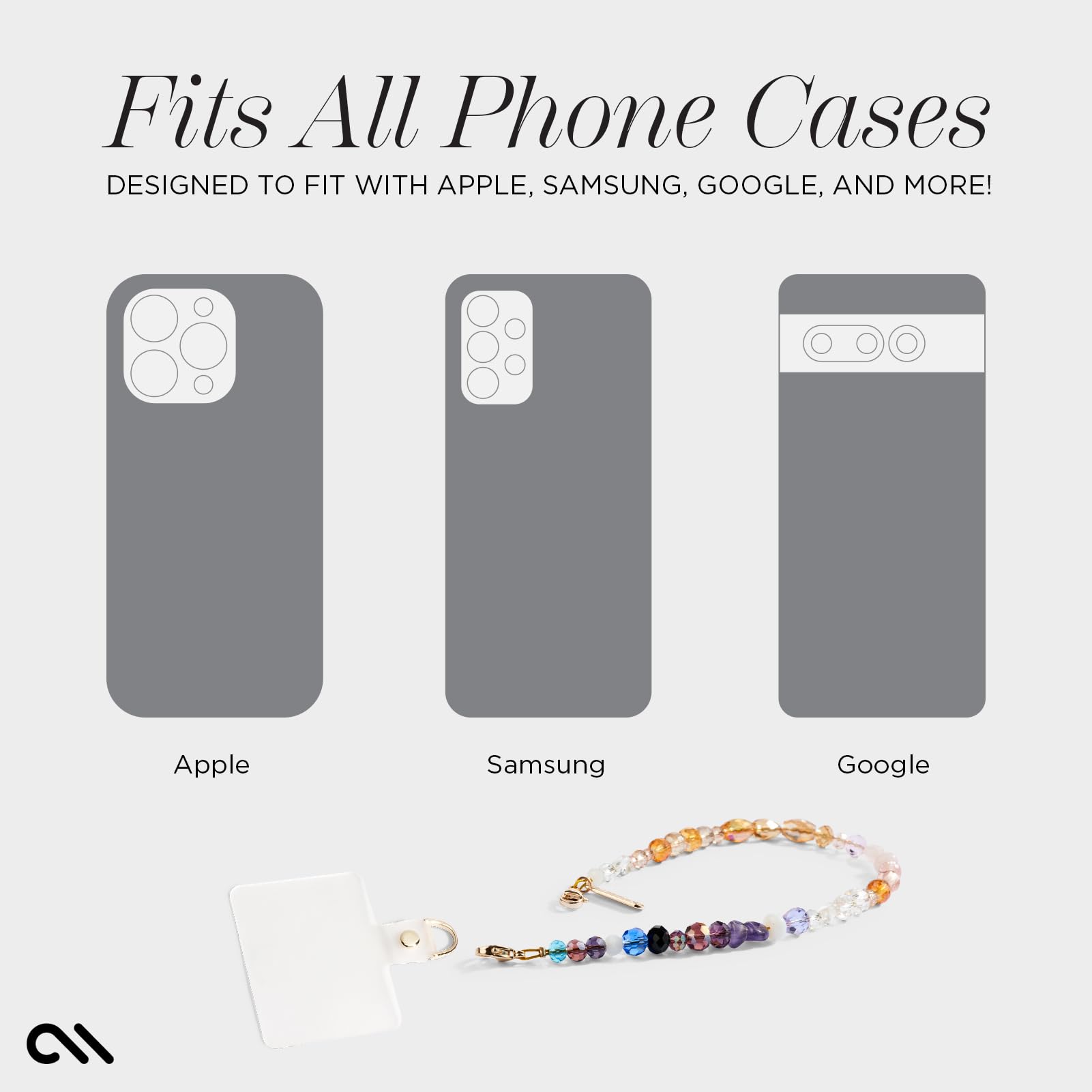 Case Mate Phone Charm With Beaded Crystals | Detachable Anti Theft Phone Strap | Hands Free Iphone Wrist Strap For Women | Phone