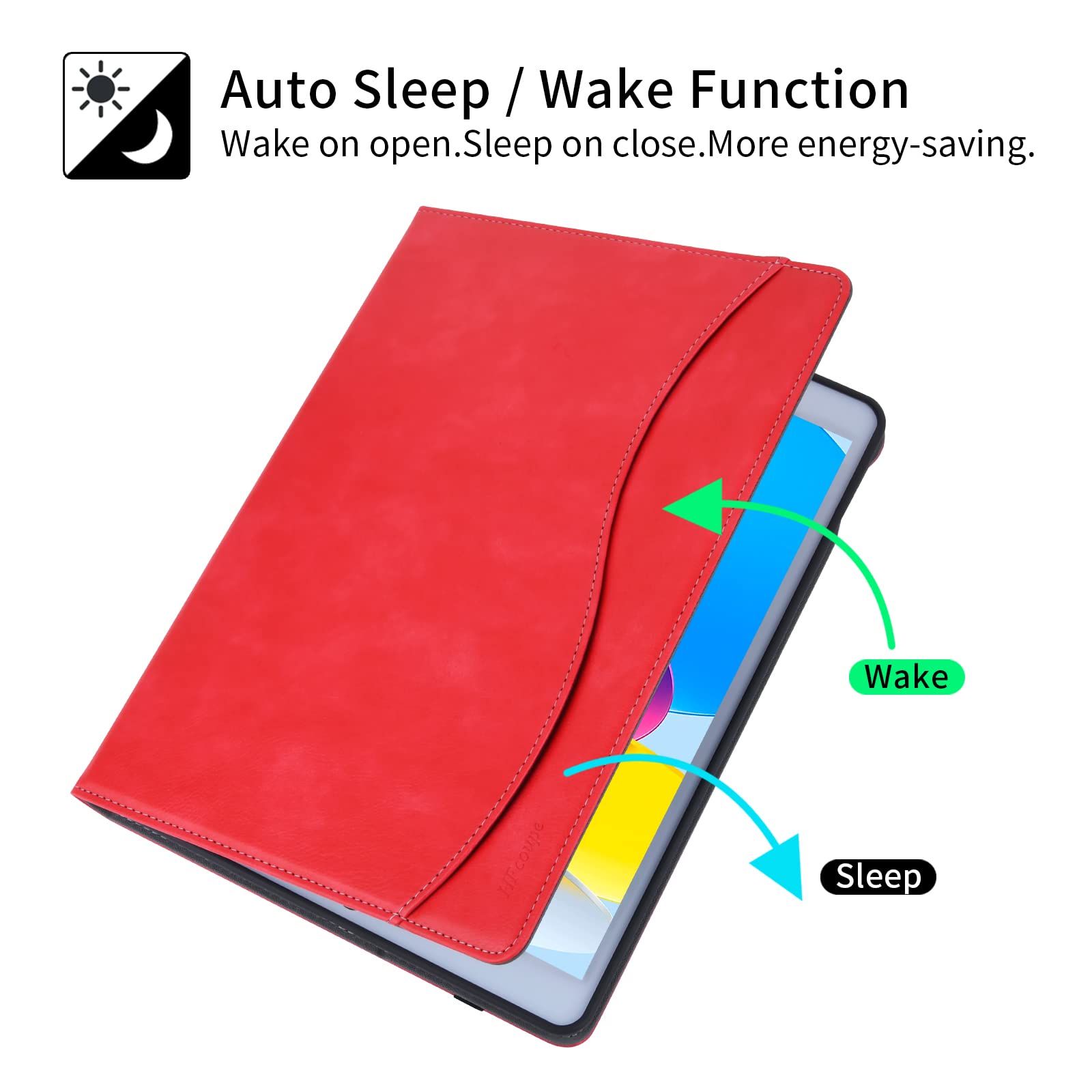 Hfcoupe 10.2 Case For Ipad 9Th Generation 2021 / 8Th Gen 2020 / 7Th Gen 2019, Multiple Angles Viewing Leather Folio Protective C