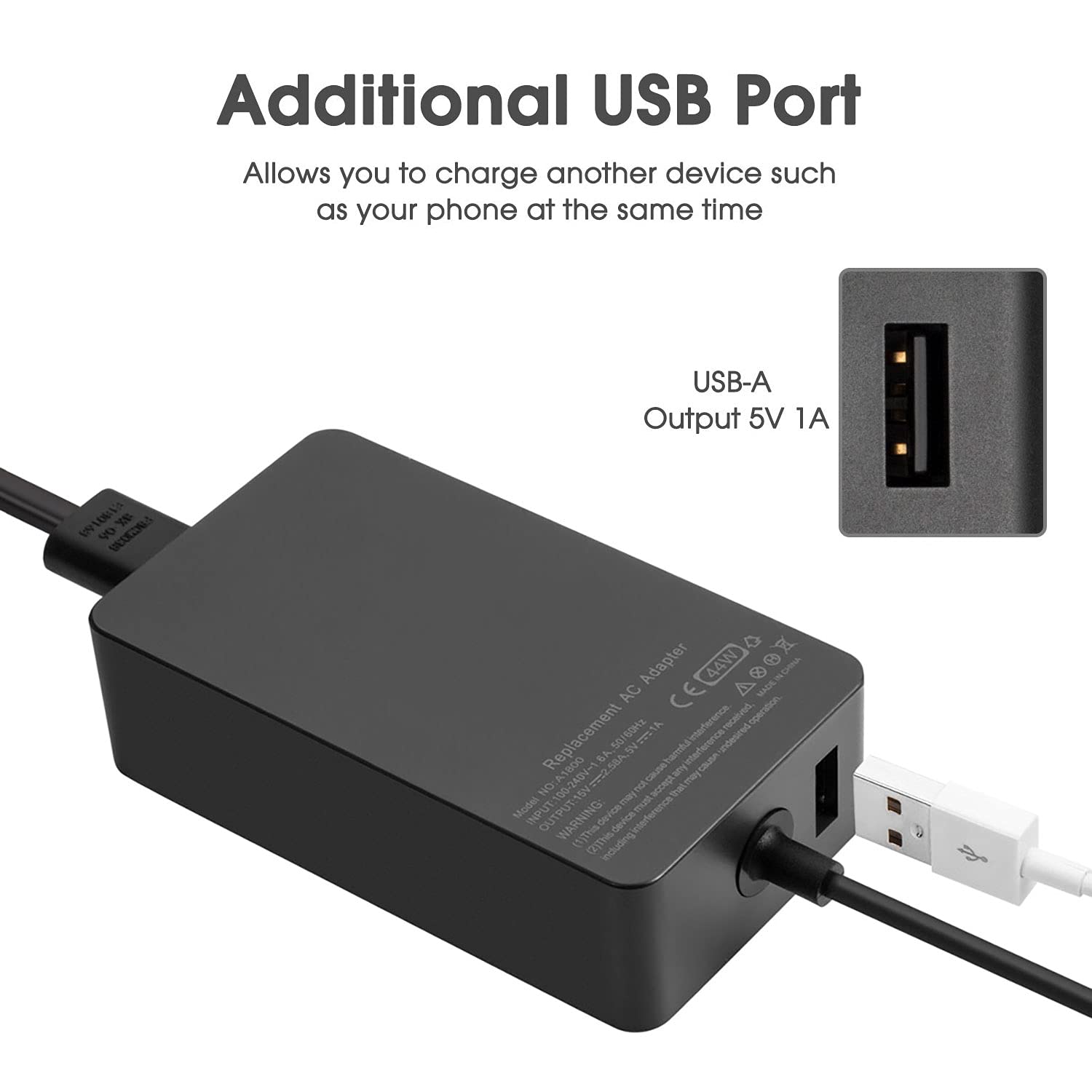 Surface Charger, 44W Power Supply Adapter For Microsoft Surface Pro 3/4/5/6/7, Surface Laptop, Surface Book, Surface Go, Surface