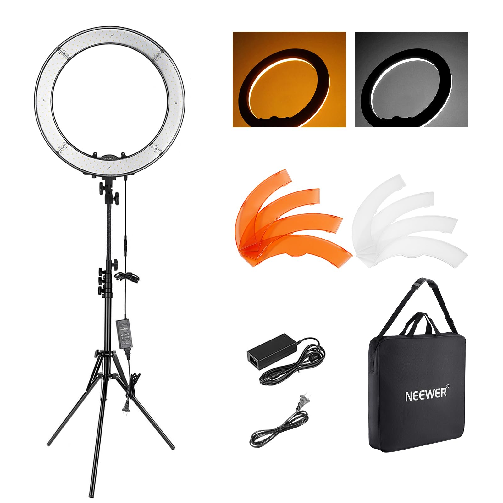 NEEWER 18 Inch Ring Light with Tripod Stand, 55W Large LED Ringlight, Cold Shoe Phone Holder Compatible with iPhone Camera for V