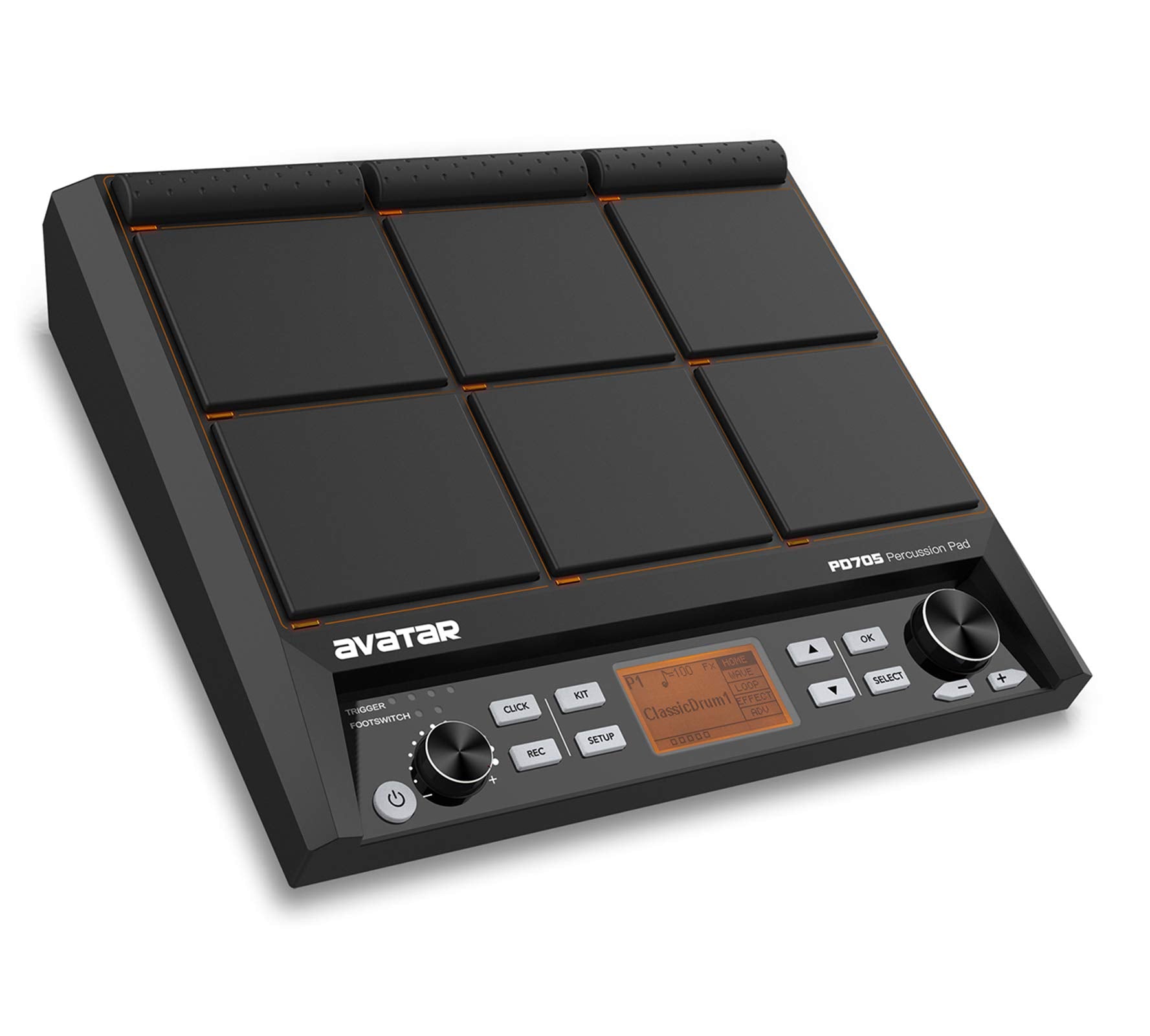 Pd705 Sample Pad, Portable Multipad For Drummers, With 9 Velocity Sensitive Drum Pads, 592 Percussion Sounds, Support Usb/Midi I