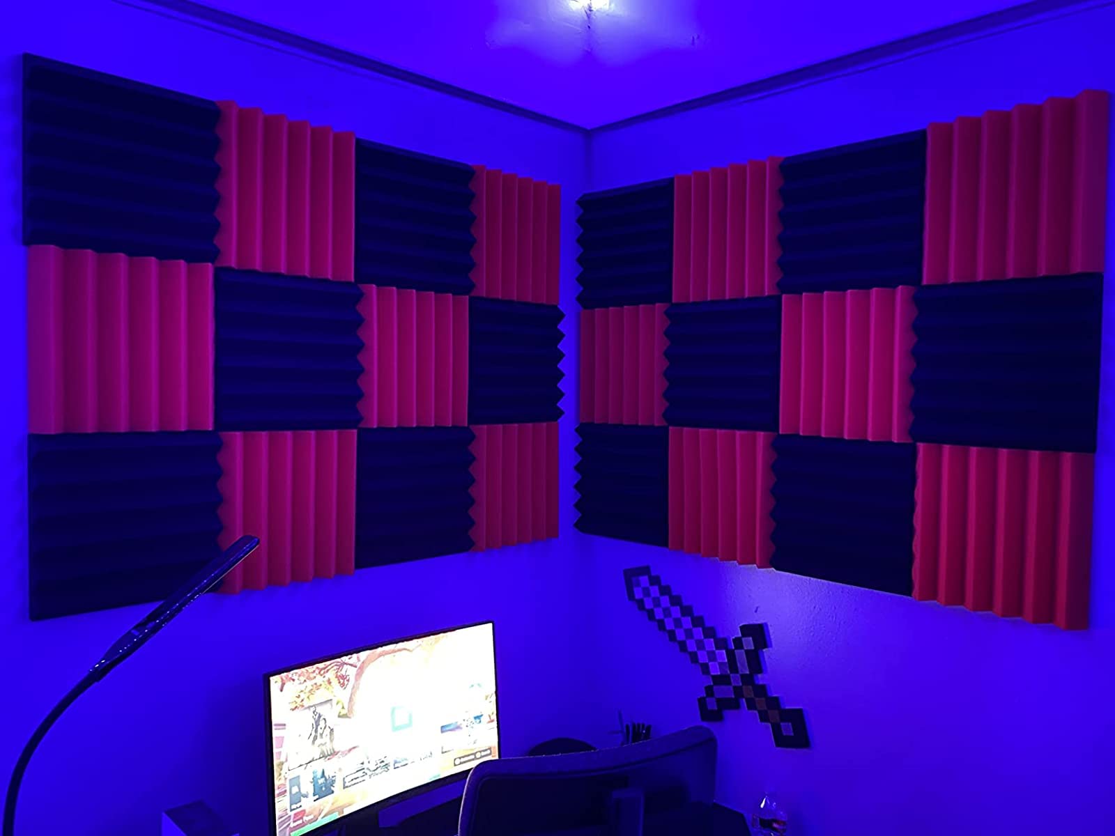 Ktoesheo 24 Pack Acoustic Panels,2'' X 12'' X 12''Sound Proof Foam Panels For Wall,Fireproof Absorbing Noise Cancelling Panels,T