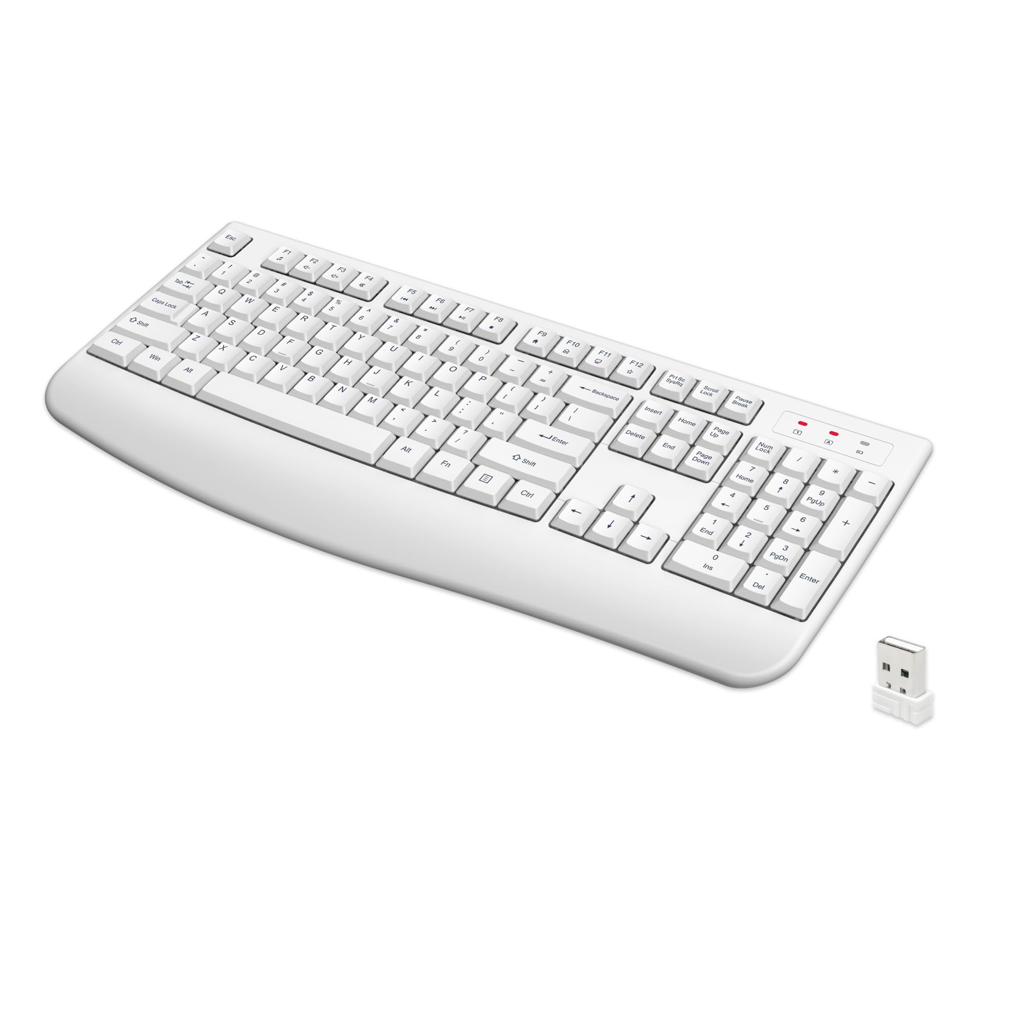 Quasio Wireless Keyboard, 2.4G Full Sized Ergonomic Wireless Computer Keyboard With Wrist Rest For Windows, Mac Os Laptop/Pc/Des