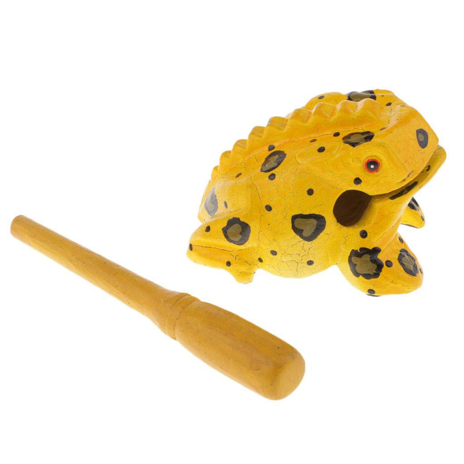 3.5'' Wooden Frog Guiro Rasp Instrument   Percussion Musical Tone Block Craft (Painted Yellow)