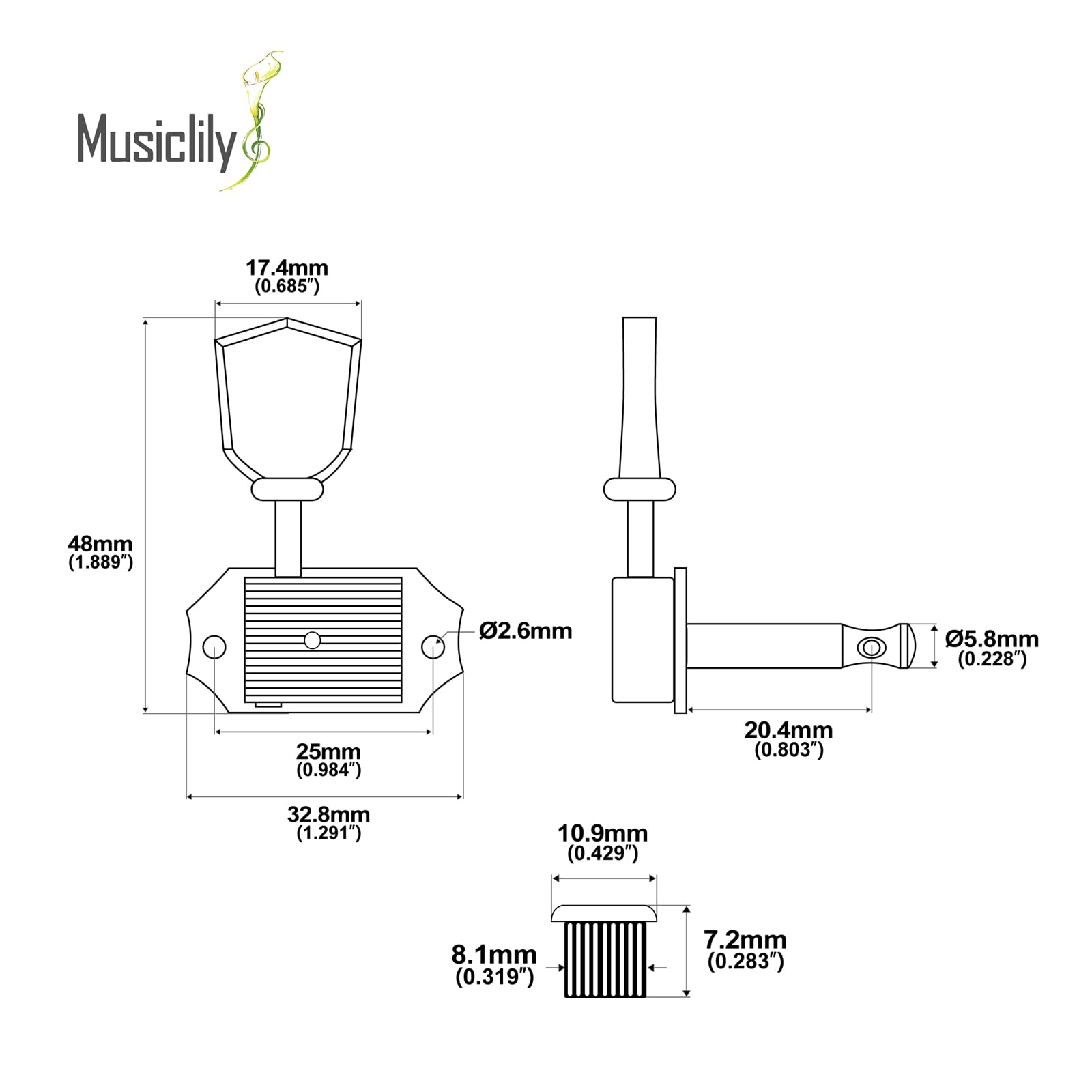 Musiclily 3L3R Vintage Guitar Tuners Machine Heads Tuning Pegs Keys Set For Epiphone Les Paul Style Guitar Replacement, Chrome W