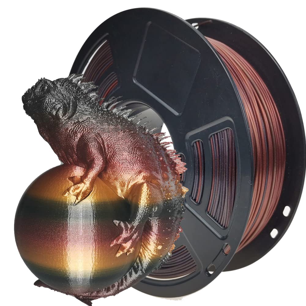 Stronghero3D Pla 3D Printer Filament 1.75Mm,Silk Gold And Black,1Kg(2.2Lbs) Accuracy +/ 0.05Mm For Ender3 Cr10 Sovol