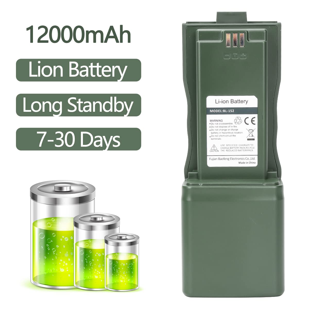 Baofeng Ar 152 Original Battery Bl 152 Li Ion Extend Battery Large Capacity Compatible With Ar152 Tactical Walkie Talkie Support