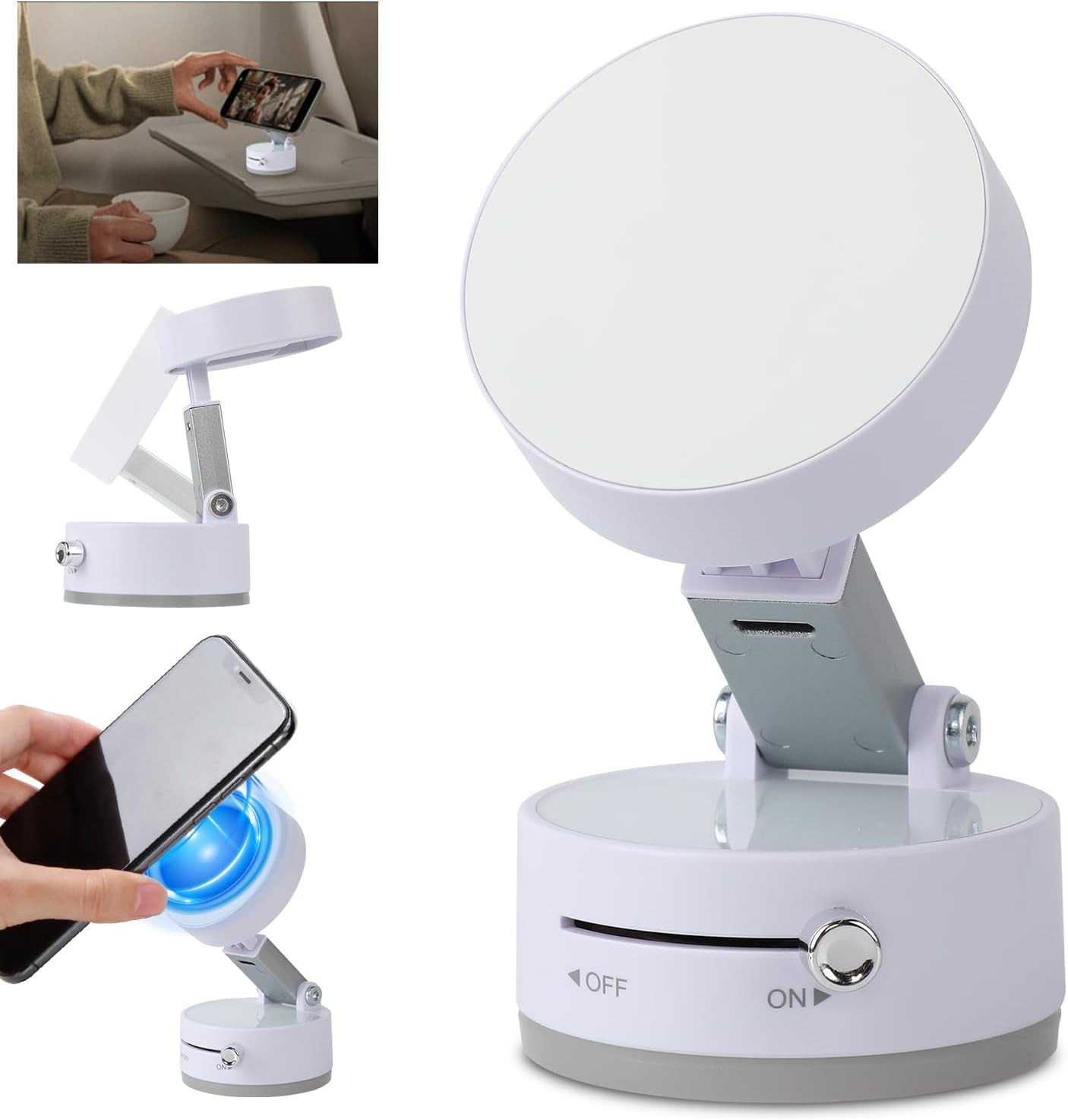 Fachooi Car Phone Holder Upgraded Vacuum Magnetic Phone Holder For Car With N55 Strong Magnet, Adjustable Suction Cup Phone Moun