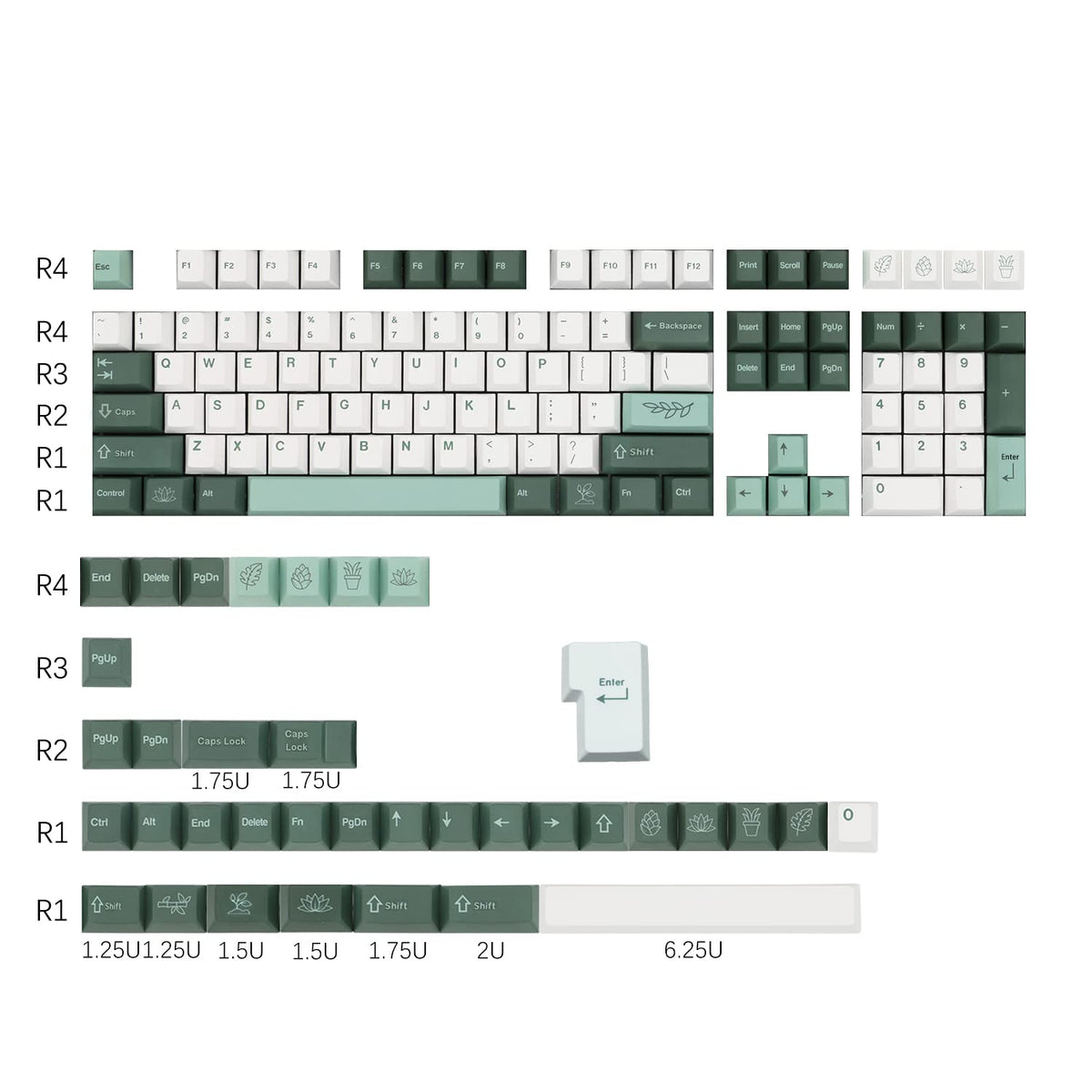 Gtsp Custom Gaming Keycap Set 144 Key Cherry Mx Keycaps 60 Percent Sub ...