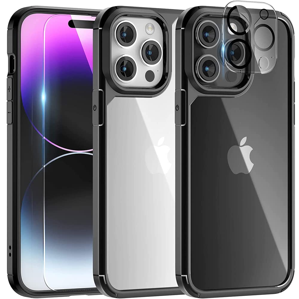 Tauri 5 In 1 For Iphone 14 Pro Max Case Black, [Military Grade Drop Protection] Slim Shockproof Phone Lanyard Case 6.7 Inch