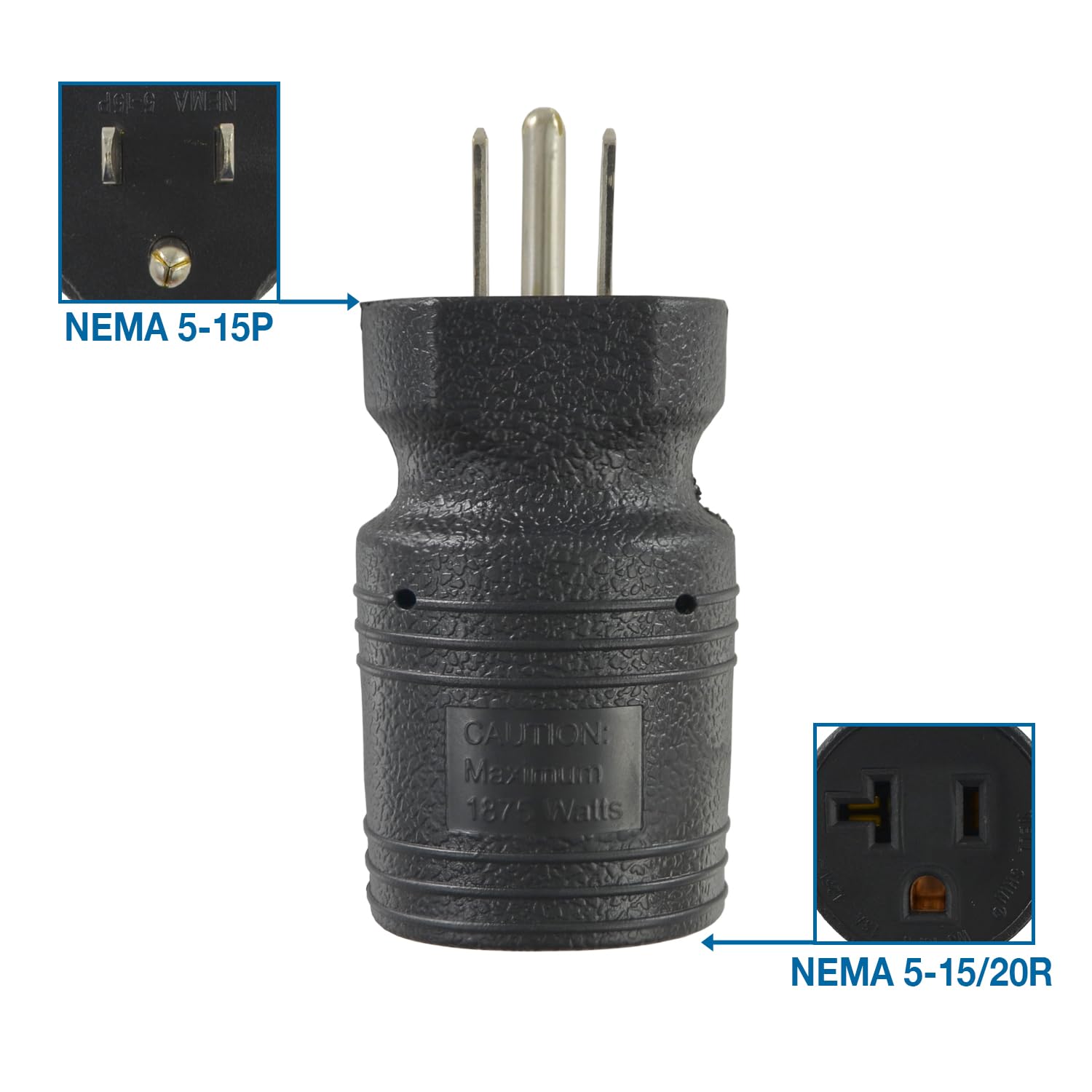 Conntek 30129 15A To 15/20A Plug Adapter ,Black