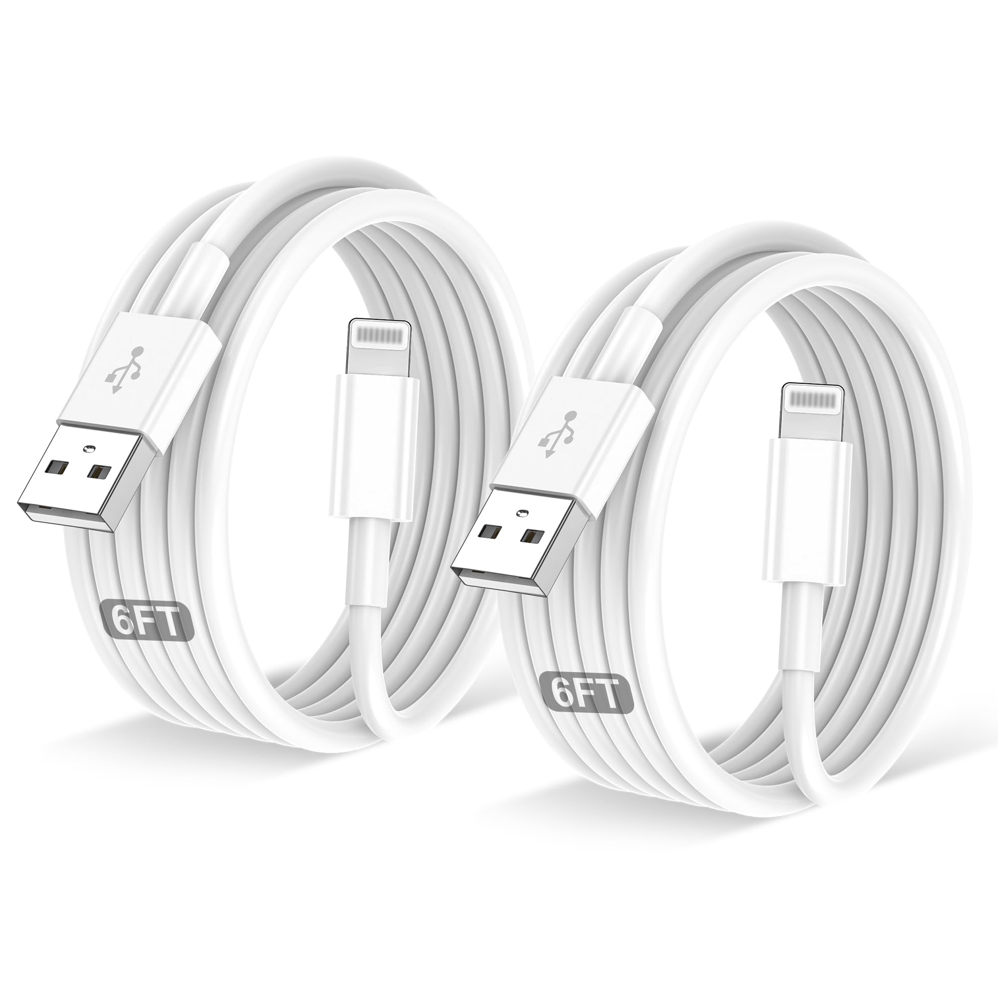 2PACK for iPhone Charger 6FT,Lightning Charging Cable,for Apple Certified Cord for iPhone 14/13/12/11 Pro/X/Xs Max/XR/8 Plus/7/6