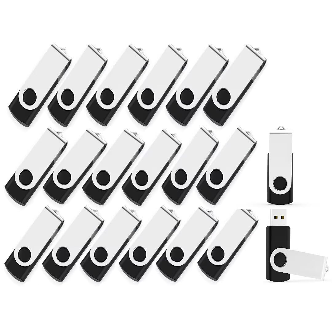 Makactua Usb Flash Drive 32Gb 20 Pack, Usb 2.0 Flash Drives Thumb Drive Swivel Memory Stick Jump Drive Pen Drive Zip Drive