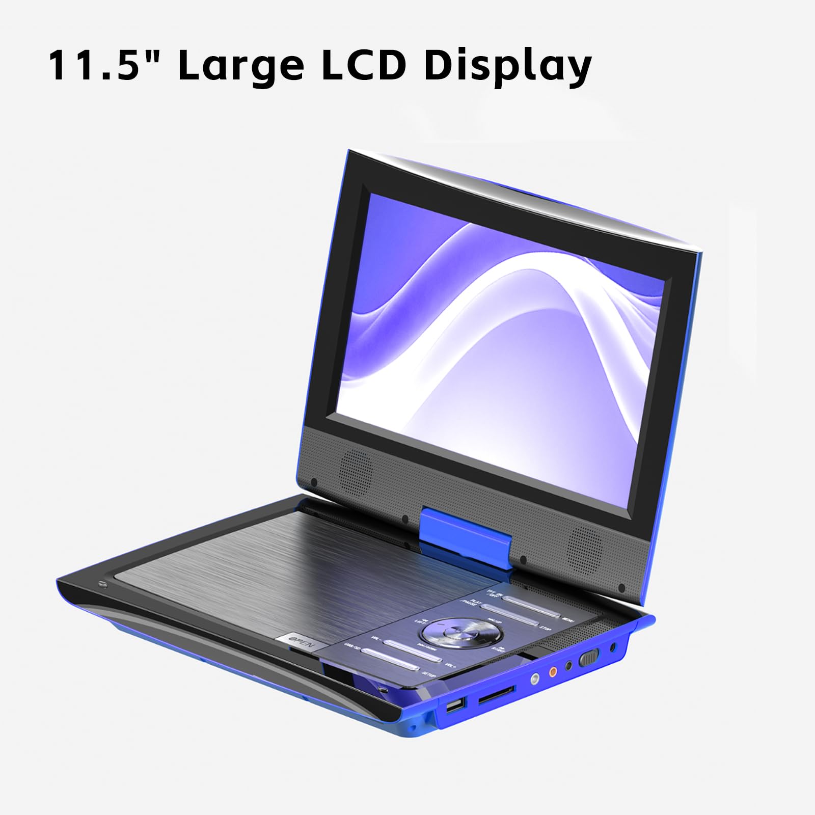 Sunpin 11'' Portable Dvd Player For Car And Kids With 9.5 Inch Hd Swivel Screen, 5 Hour Rechargeable Battery, Dual Earphone Jack