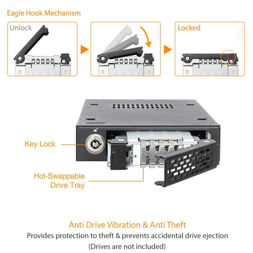 Icy Dock Rugged Full Metal 2.5    Sata Hdd & Ssd Mobile Rack For External 3.5 Drive Bay | Tougharmor Mb991Sk-B