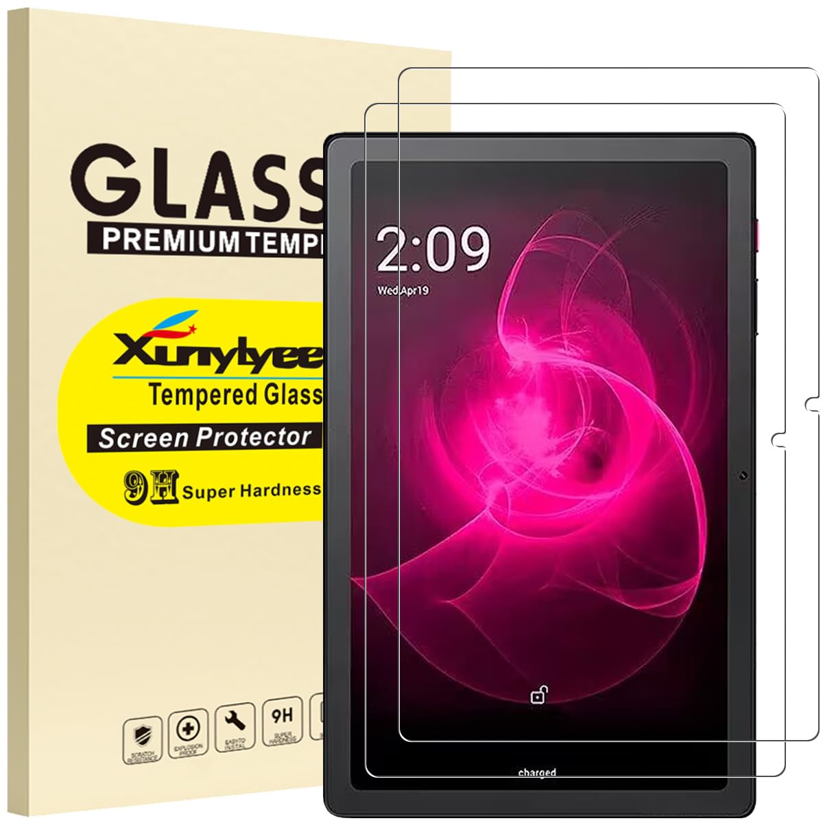Xunylyee [2 Pack Tempered Glass Screen Protector Compatible With T Mobile Revvl Tab 5G (10.36 Inch) Anti Scratch Easy Installati