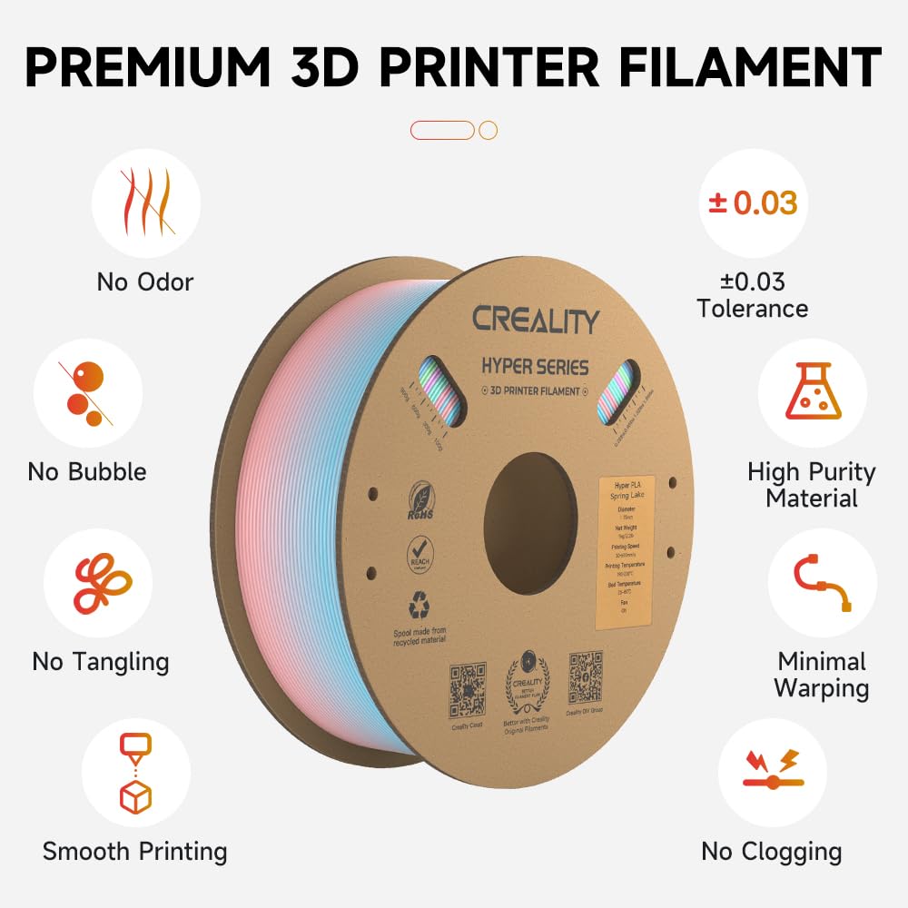 Official 3D Printer Filament Hyper Pla Filament, Creality Pla 3D Printing Filament For High Speed Printing, Durable And Resistan