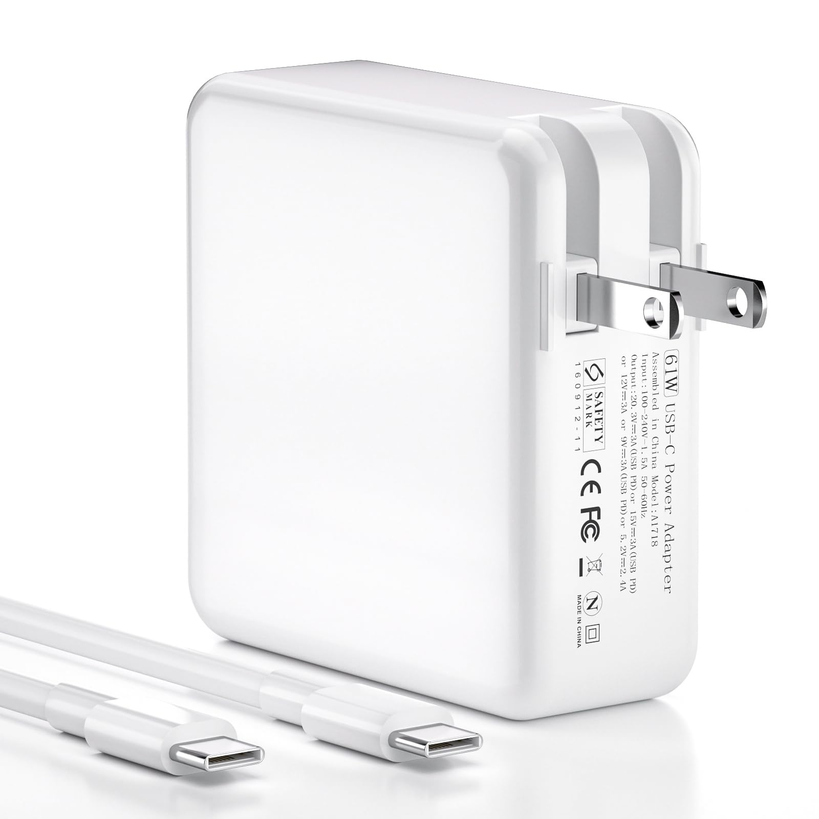 Lionfeel 61W USBC MacBook Charger for Pro/Air 13 14 15 16 | Fast Power Adapter with 6.6ft USBC Cable for Home, Office & Tr
