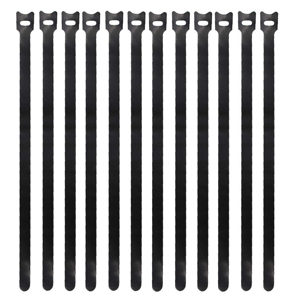 Eowpower 50 Pieces Black 12 Inches X 1/2 Inch Reusable Cable Ties Microfiber Cloth Hook And Loop Cable Straps Network Wire Manag