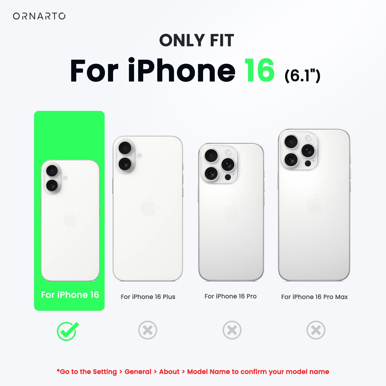 Ornarto Compatible With Iphone 16 Case 6.1'', Slim Liquid Silicone 3 Layers Full Covered Soft Gel Rubber Shockproof Phone Case,