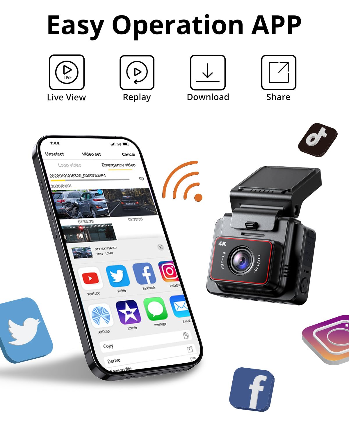 Kingslim D5 4K Dash Cam With Wifi   Front Dash Camera For Cars With Gps And Speed, Sony Night Vision, Support App And 256Gb Max