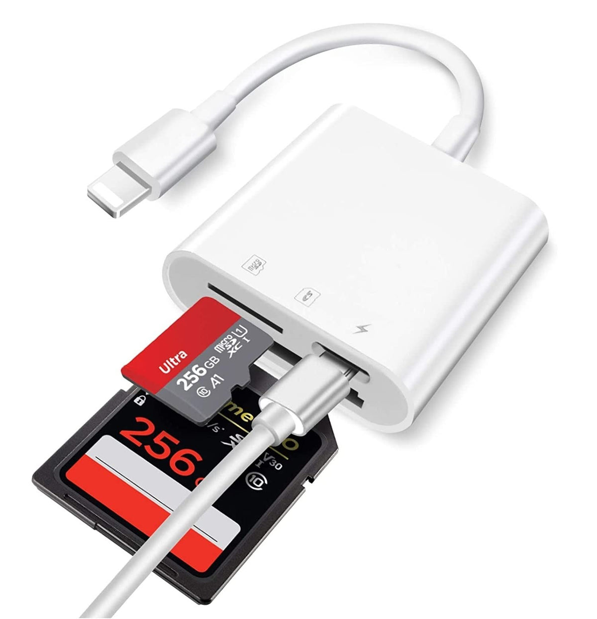 Lightning To Sd Card Camera Reader For Iphone Ipad, Apple Mfi Certified Fuhaya Dual Card Slot Micro Sd/Sd Memory Card Reader Ada