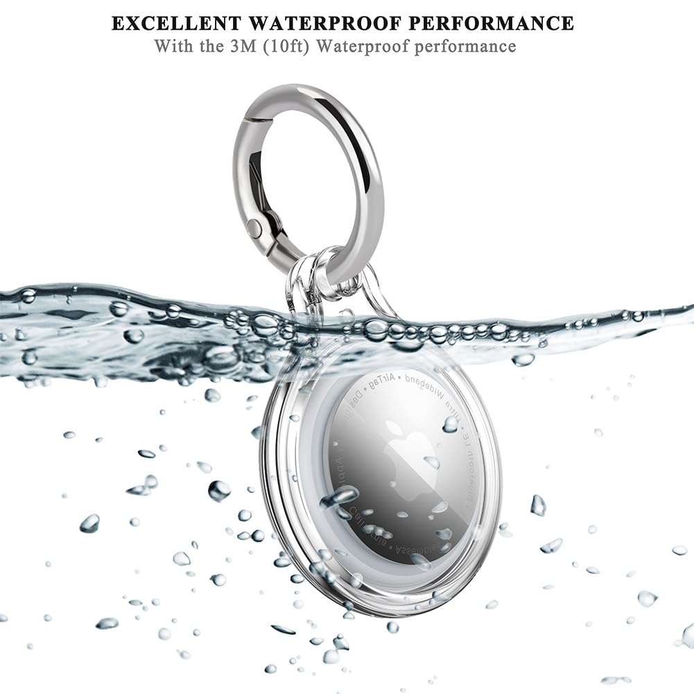 Coolqo Ipx8 Waterproof Airtag Holder Compatible With Apple Airtags, Airtag Case Keychain Air Tag Holder, Hard Pc Airtags Key Rin