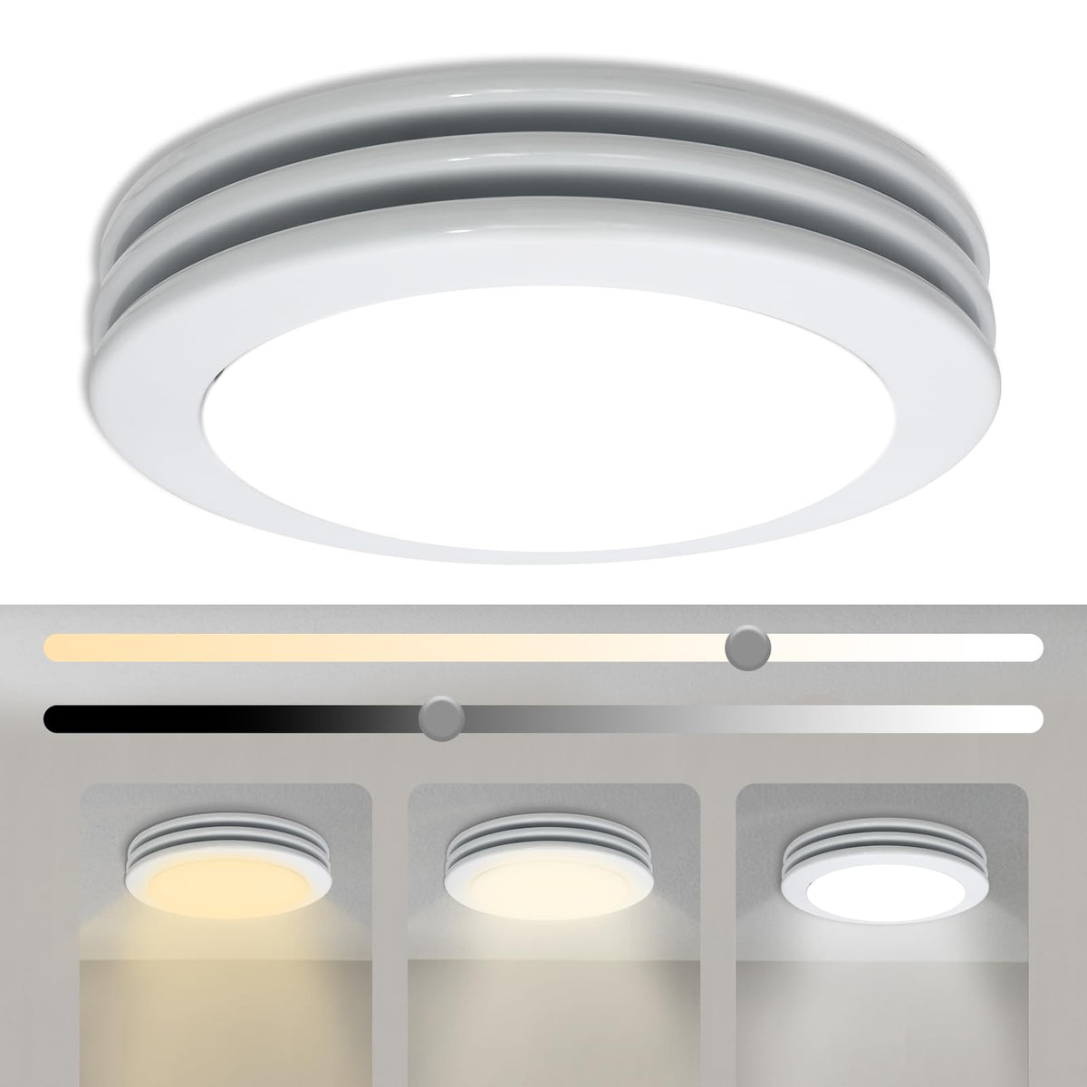 Akicon Bathroom Exhaust Fan With Dimmable Led Light   80Cfm, 2.0 Sones, Acrylic Light Cover For Medium Bathrooms (Stain White)