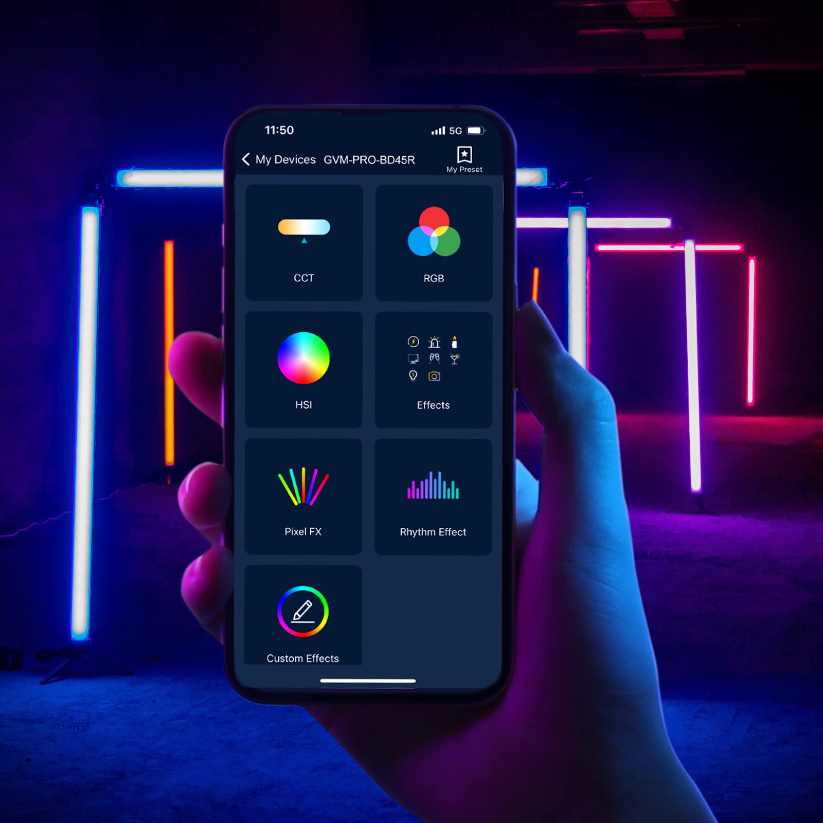 Gvm Bd45R Led Video Light, 45W Handheld Wand Light, 48'' Full Color Led Tube Light, 2700 10000K Stick Light With App/Dmx Control