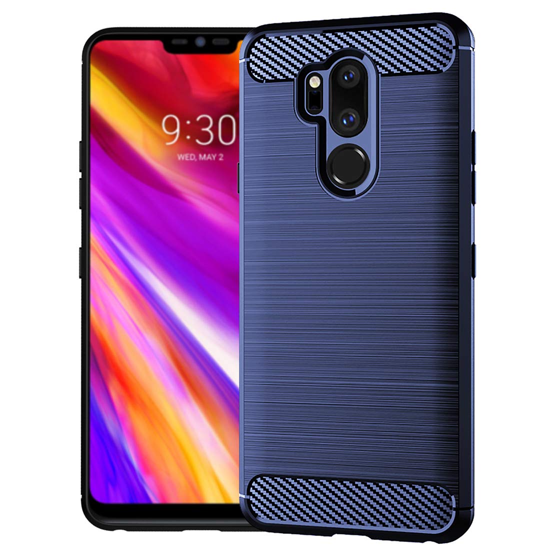 Snosho For Lg G7 Thinq Slim Case,Thin Silicone Soft Skin Flexible Tpu Rubber Carbon Fiber Anti Scratch Shockproof Protective Cas