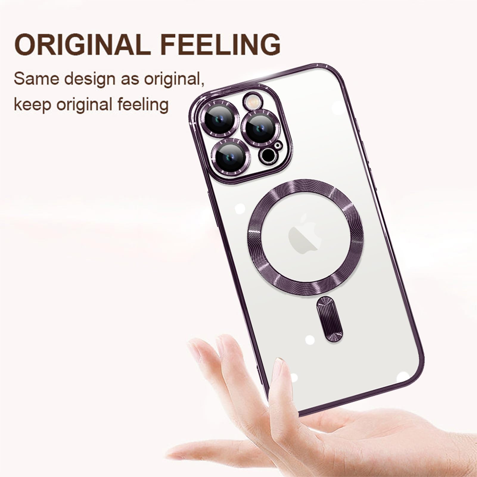 Ziye Magnetic Case For Iphone 16 Pro Max 6.9'' [Compatible With Magsafe] Full Camera Lens Protection, Clear Luxury Cover Soft Tp