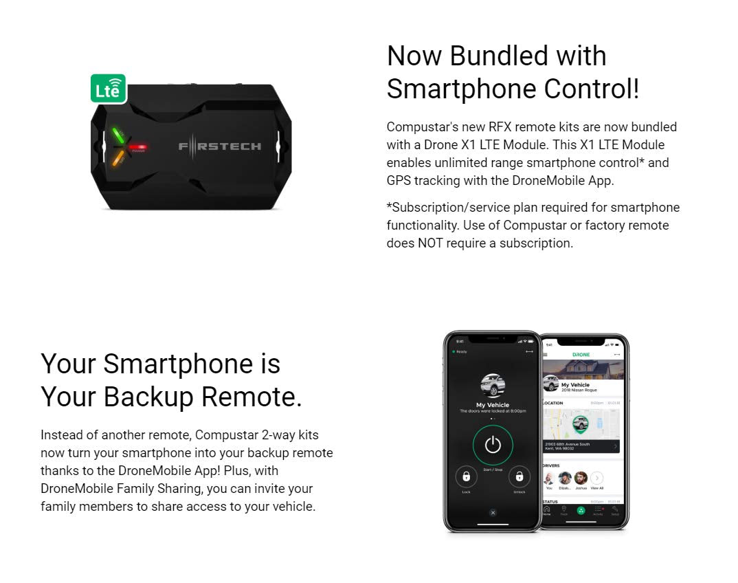 Compustar Csx4900 S 4 Button 2 Way, 3000' Remote Start System W/Drone X1Lte