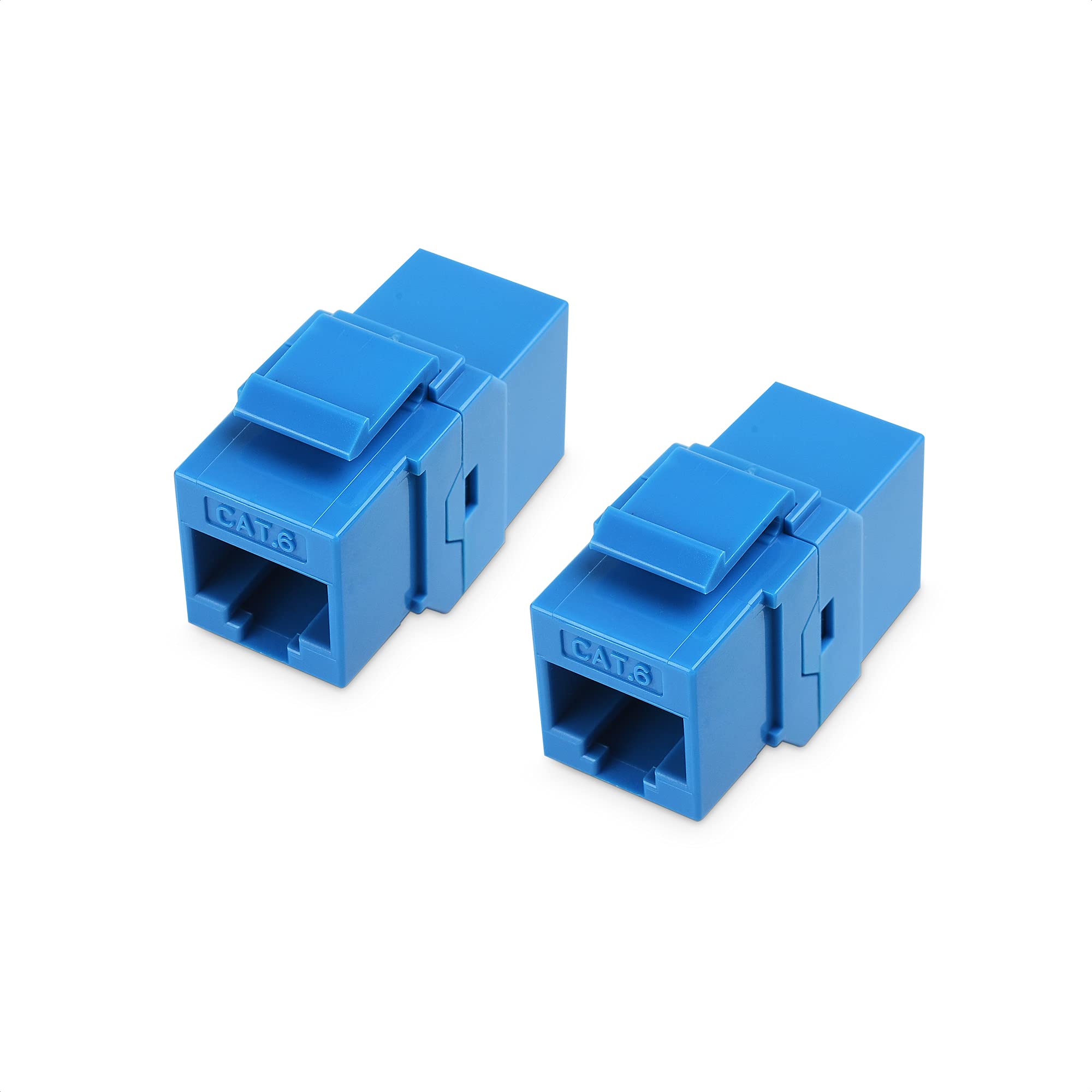 Cable Matters 2 Pack 2 Port Ethernet Wall Plate, Cat6 Wall Plate / Cat5 Ethernet Wall Outlet In White With Blue Ethernet Keyston