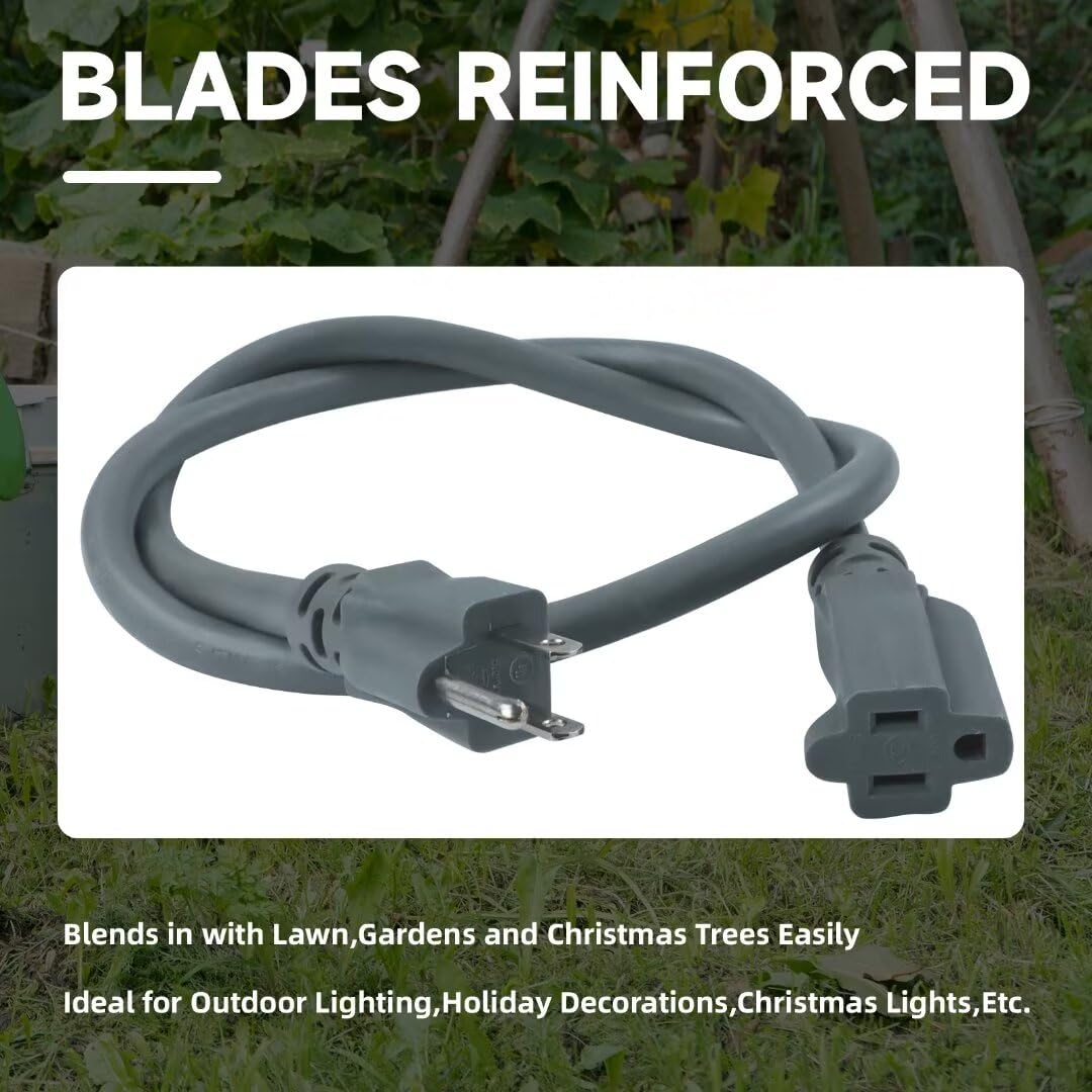 Fnxpow Indoor Outdoor Extension Cord, 12 Gauge 3 Prong Weatherproof Heavy Duty Gray Extension Cords,12/3 Sjtw 15A 50 Ft Extensio