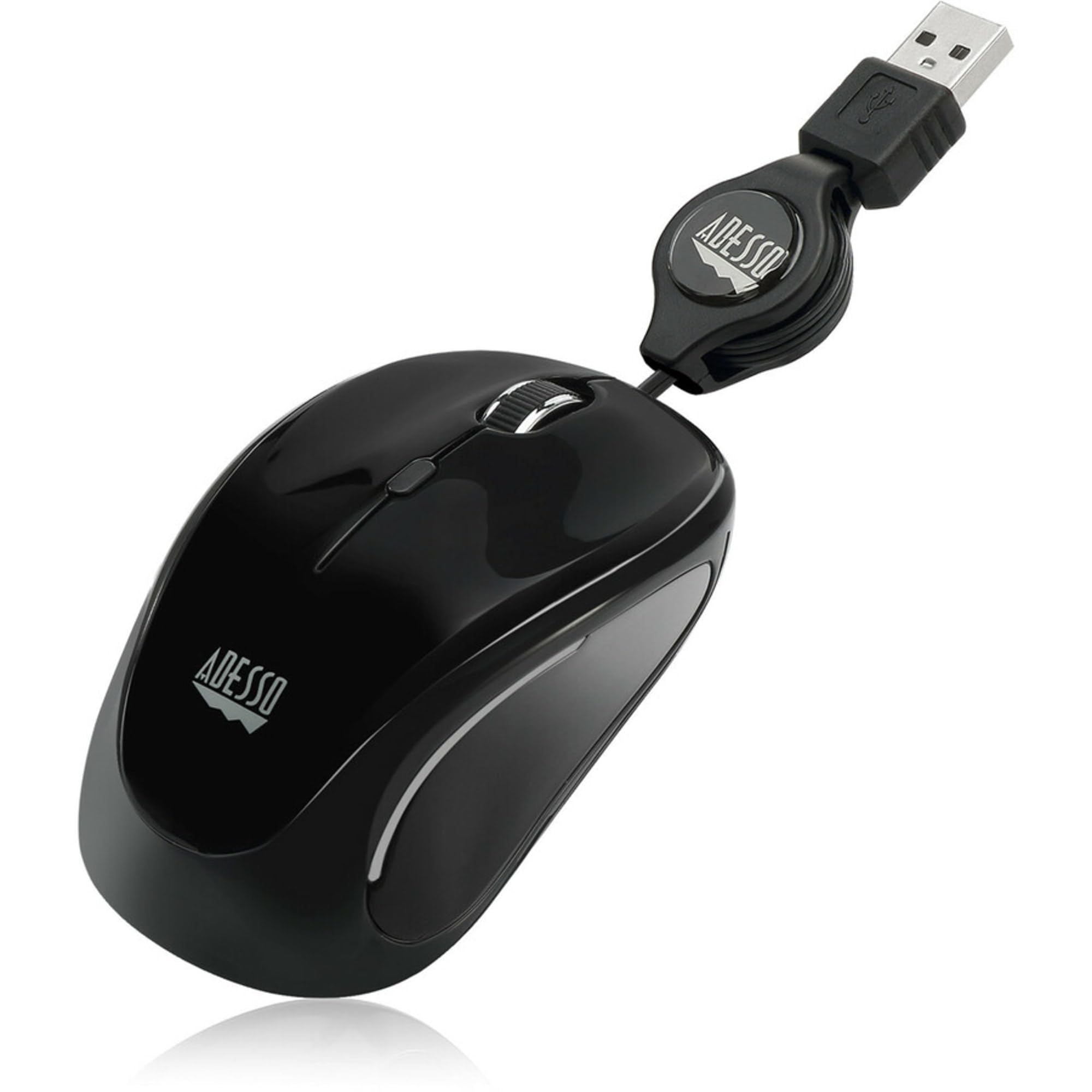 Adesso Ergonomic Imouse S8   Retractable Optical Usb Mouse (Black)