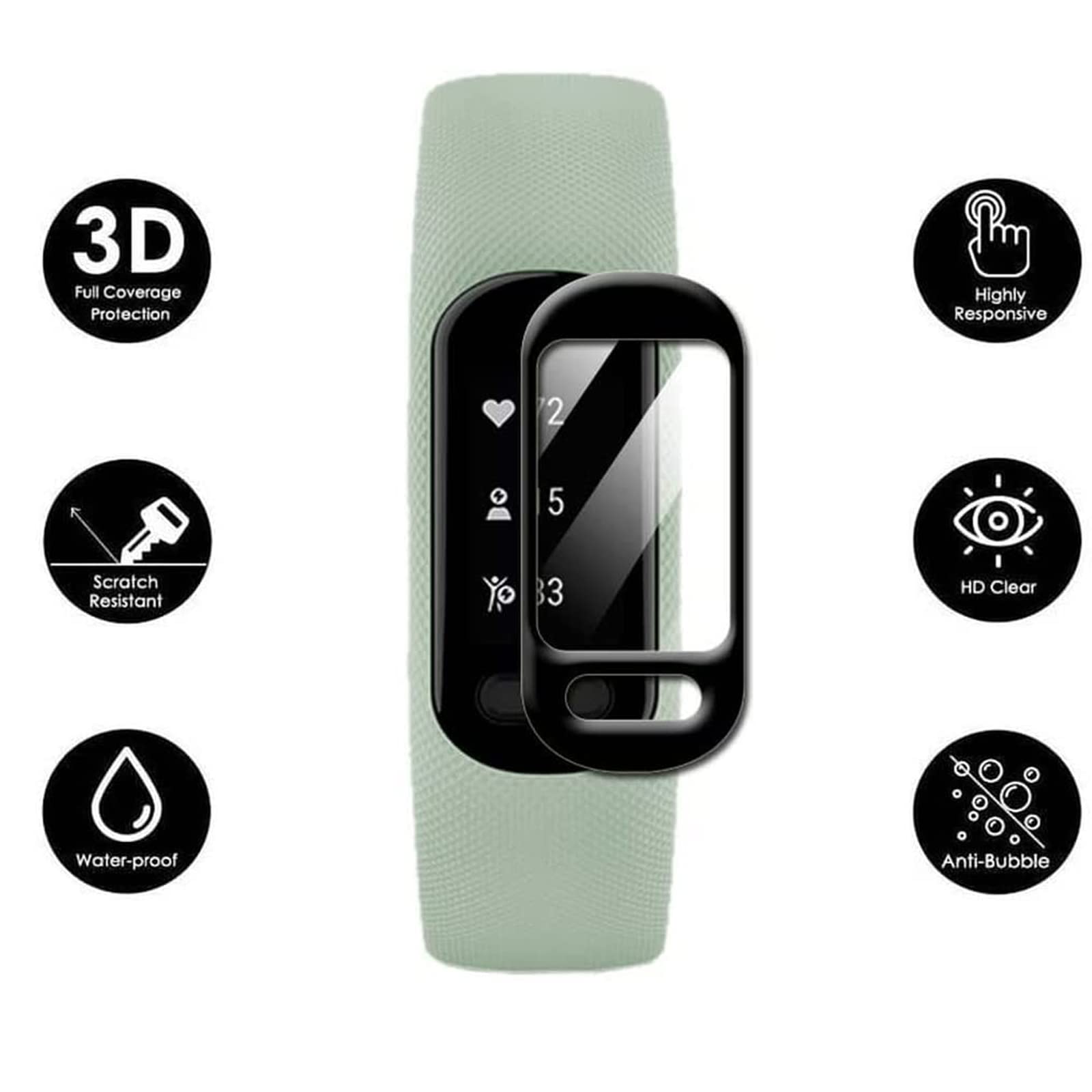 Lamshaw Compatible For Garmin Vivosmart 5 Screen Protector, [3 Pack] 3D Full Coverage Pet Soft Screen Protector Film Compatible
