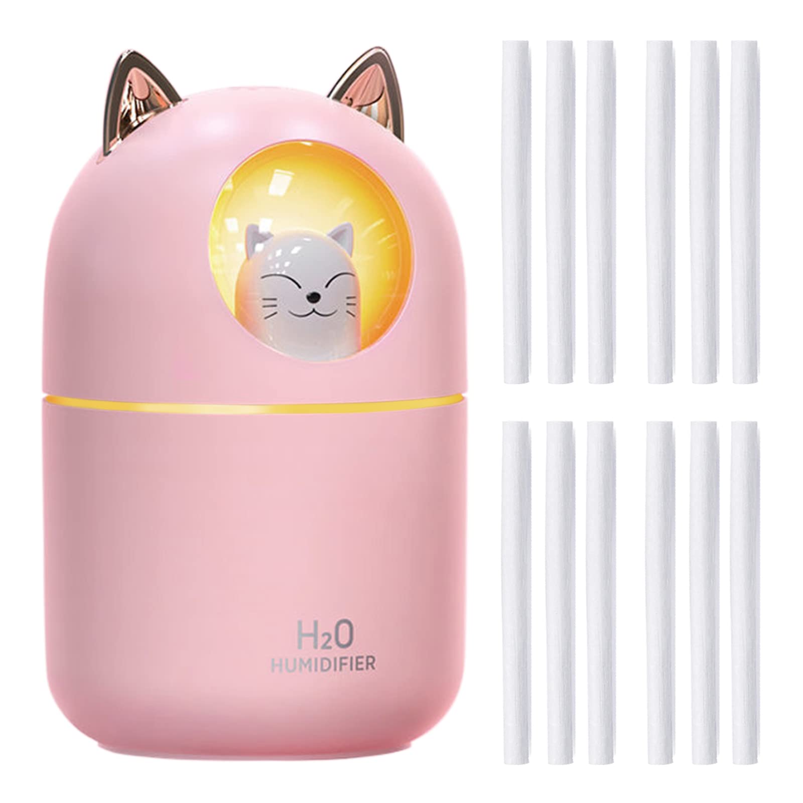 Small Humidifier Cute Portable Cool Mist Humidifier With 12 Pcs Humidifier Sticks 7 Color Night Light Usb Air Humidifier For Bed