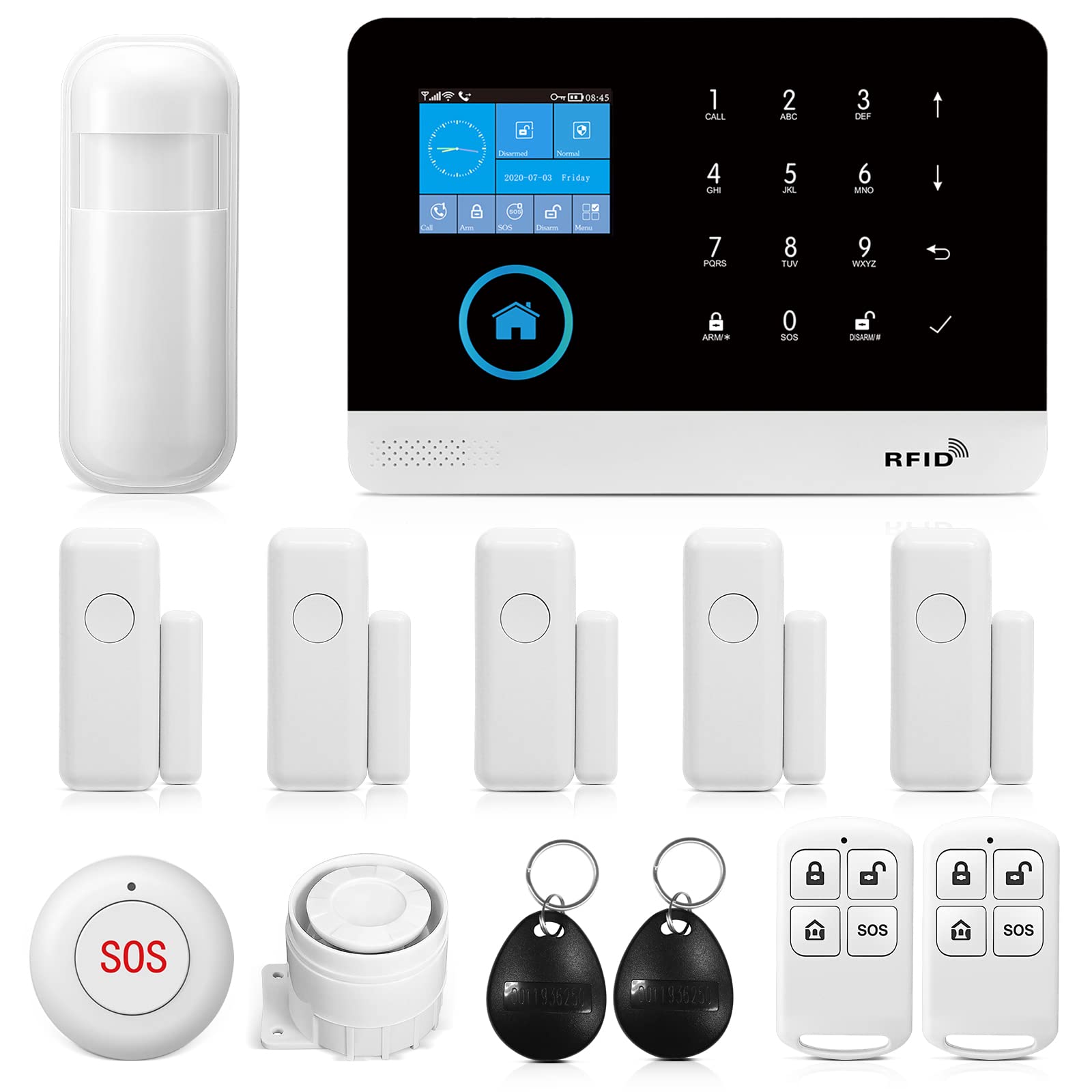 Wireless Wifi Smart Home Security Diy Alarm System With Motion Detector,Notifications With App,Door/Window Sensor, Siren,Compati