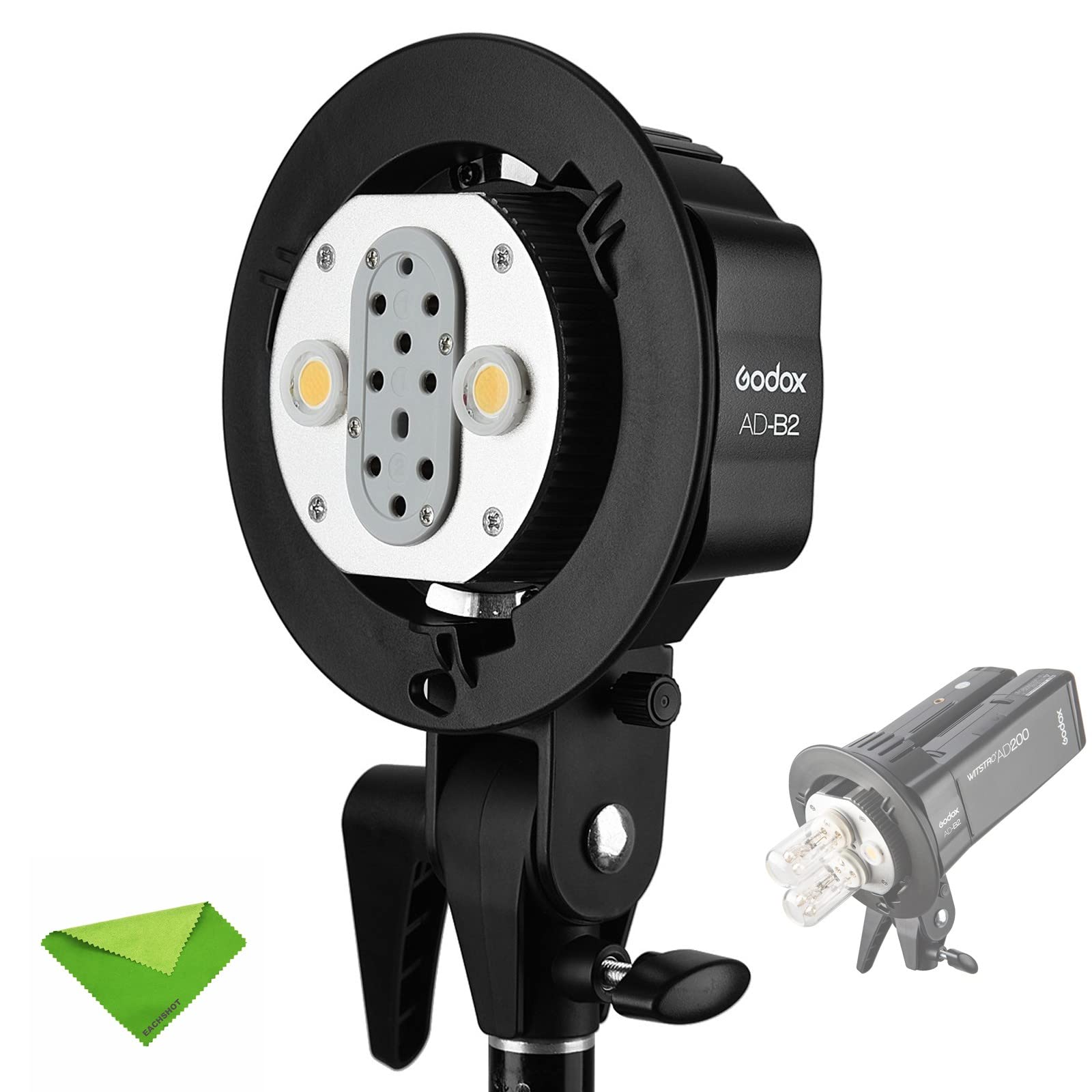 Godox Ad B2 Flash Bracket For Ad200 Ad200Pro Dual Power Twin Head Bowens Mount To Install 2 Godox Ad200 Ad200Pro Pocket Flashes Or Flashpoint Evolv 200 Speedlight To Achieve 400W Power Output