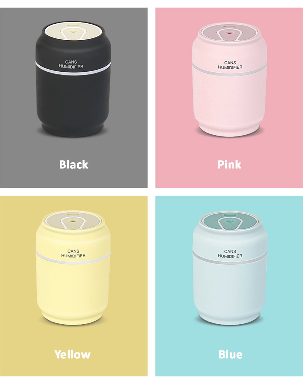 Innerest Mini Humidifier 3 In 1 Portable Mist Fan Led Night Light For Personal Single Room Office Desk (Yellow, One Size)