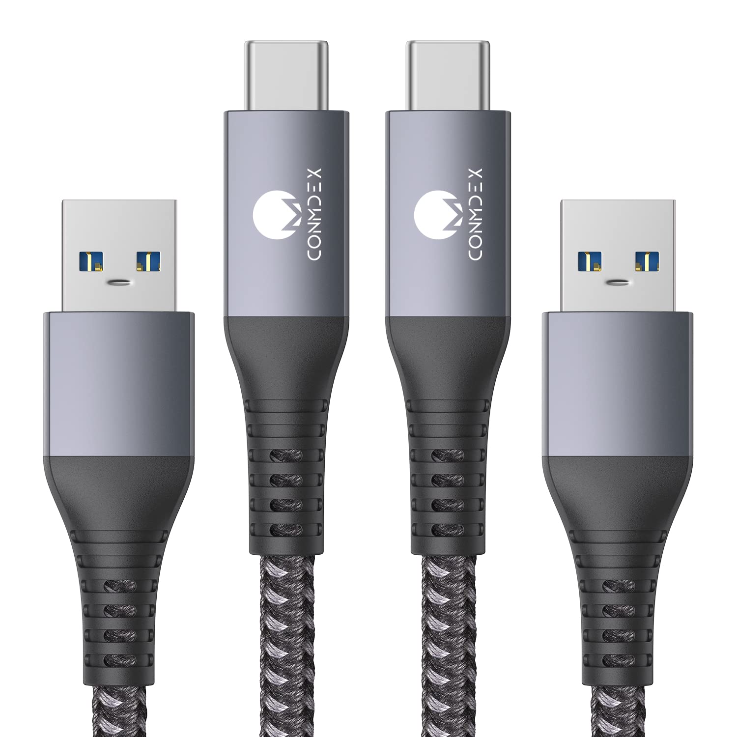 Conmdex Usb To Usb C Cable 10Gbps (6Ft, 2 Pack) Usb 3.1 Gen 2 Data Transfer Cable For Iphone 16/15 Plus 16/15 Pro Max, Samsung Galaxy S23, Type C Charger Fast Charging For Carplay/Android Auto