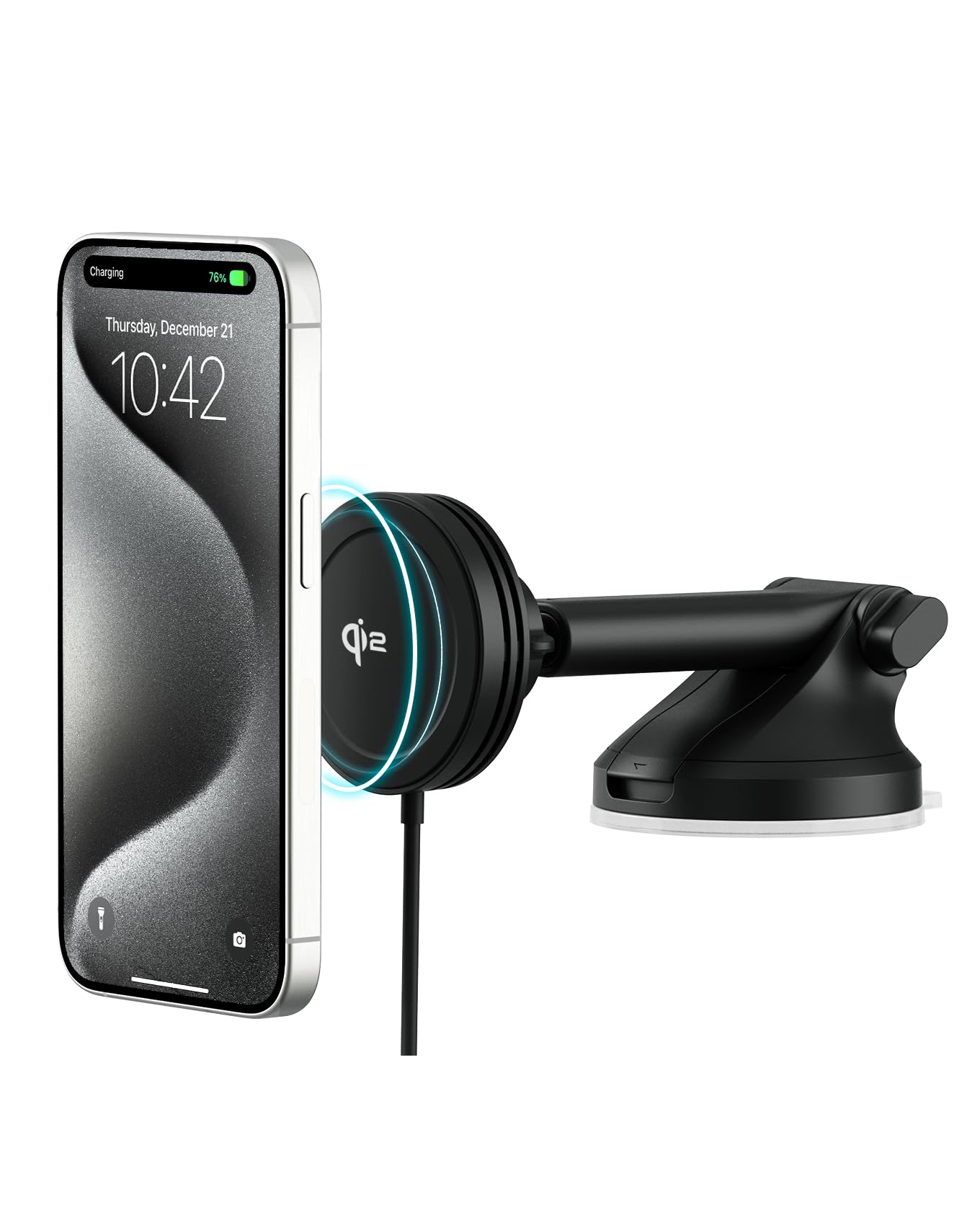 Iottie Velox Qi2 Mini 15W Wireless Charger Car Mount - Dash & Windshield Car Phone Holder - Magsafe Compatible Iphone Mount For 
