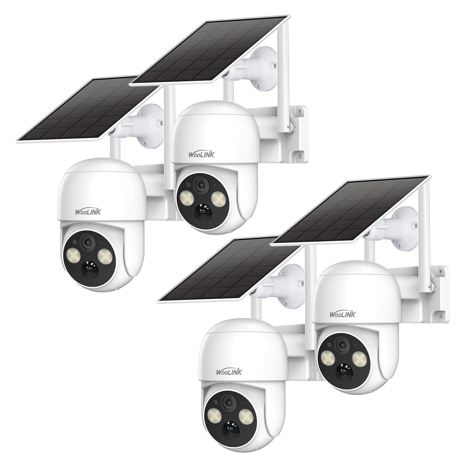 Woolink 4Pcs 4Mp Solar Security Camera Wireless Outdoor, 2.5K Pan/Tilt Rechargeable Battery Powered, 2.4Ghz Wifi Camera For Home