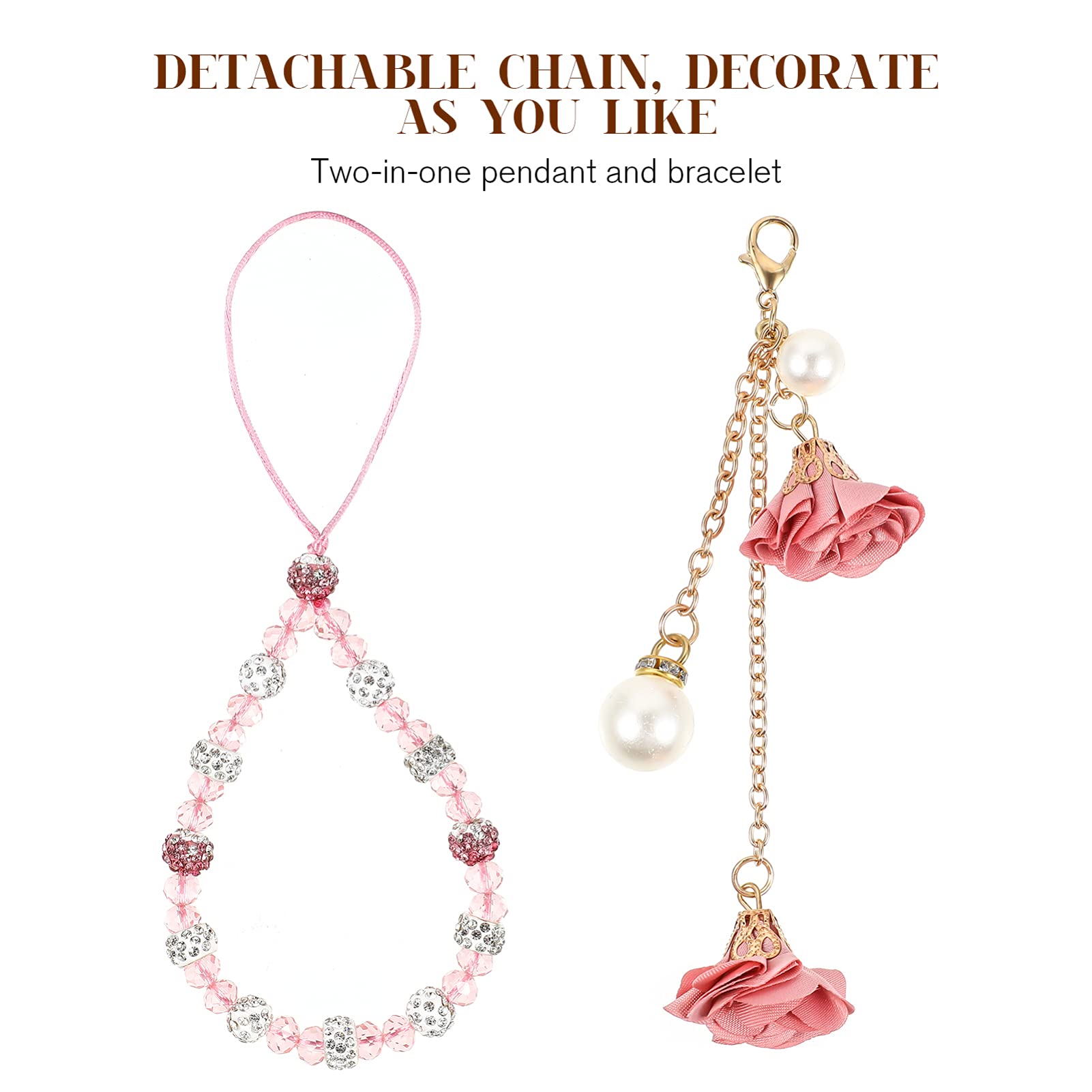 Hemobllo Cell Phone Straps Creative Crystal Flower Pendant Phone Charm Non Slip Phone Lanyard Wrist Strap For Decoration