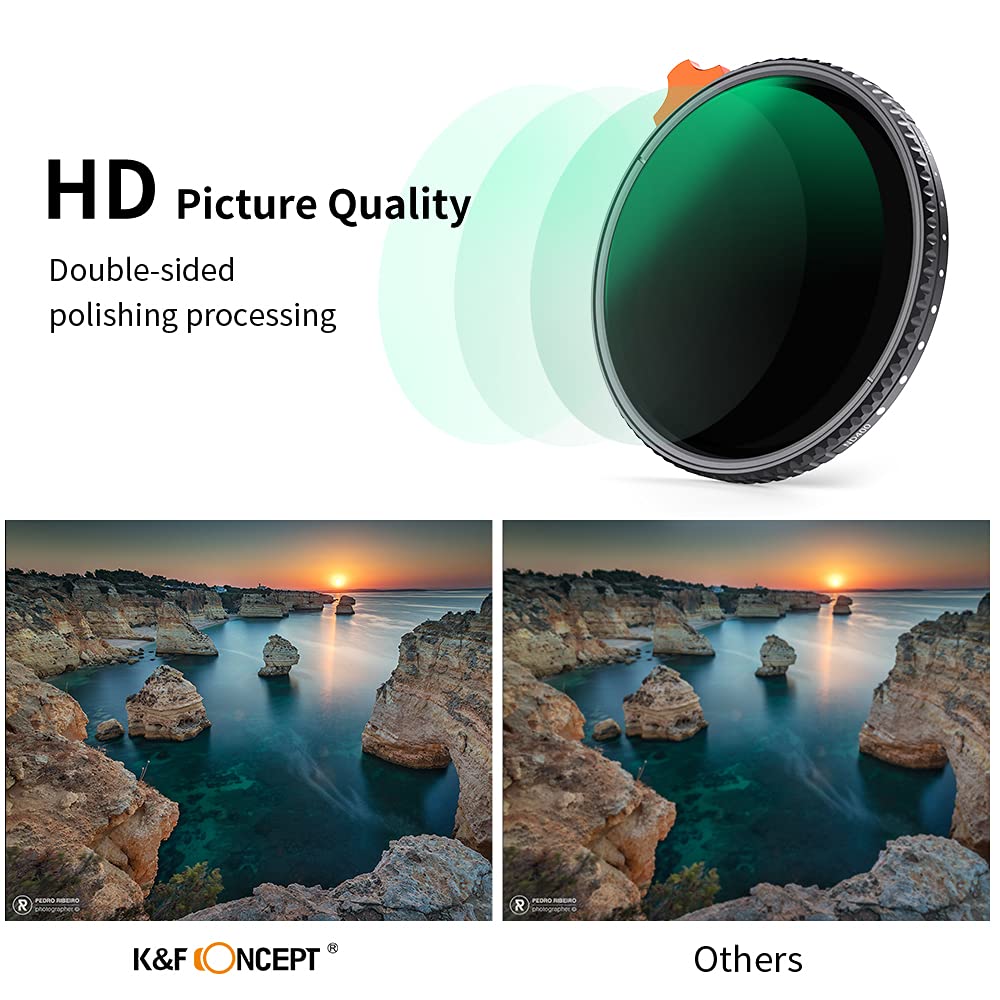K&F Concept 49mm Variable ND Filter ND2-ND400 (1-9 Stops) Putter Design Nano-X Series AGC Optical Glass